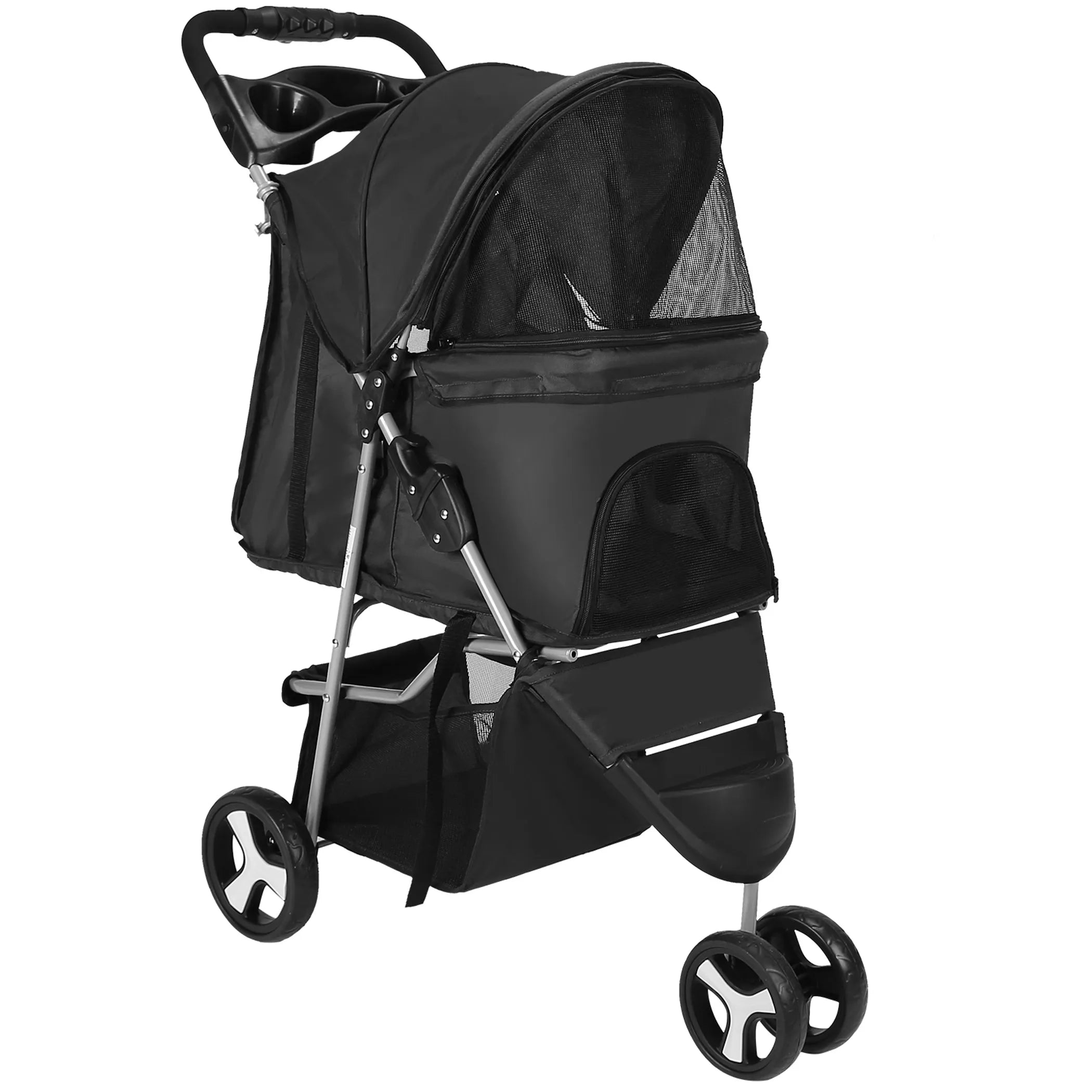 3 Wheels Pet Stroller Foldable Carrier Strolling Cart Travel Jogger Pet