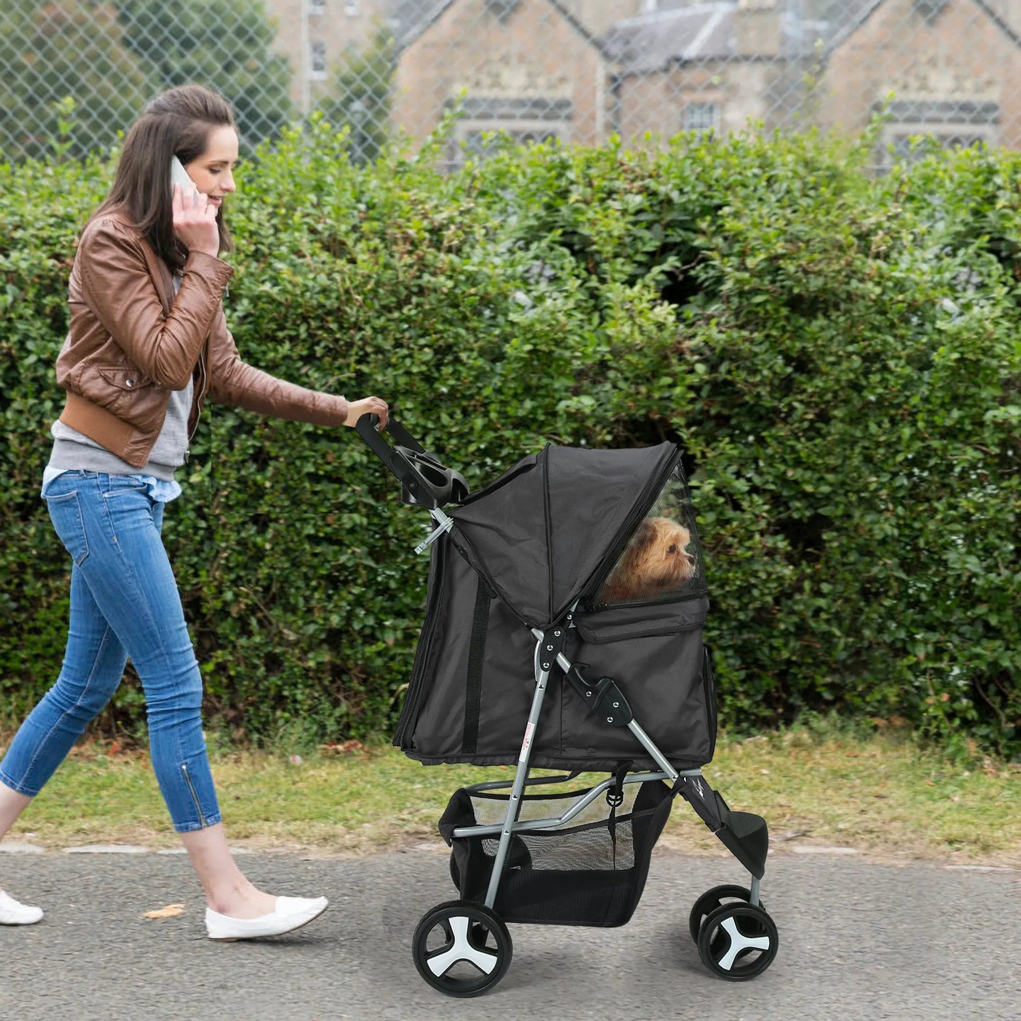 3 Wheels Pet Stroller Foldable Carrier Strolling Cart Travel Jogger Pet