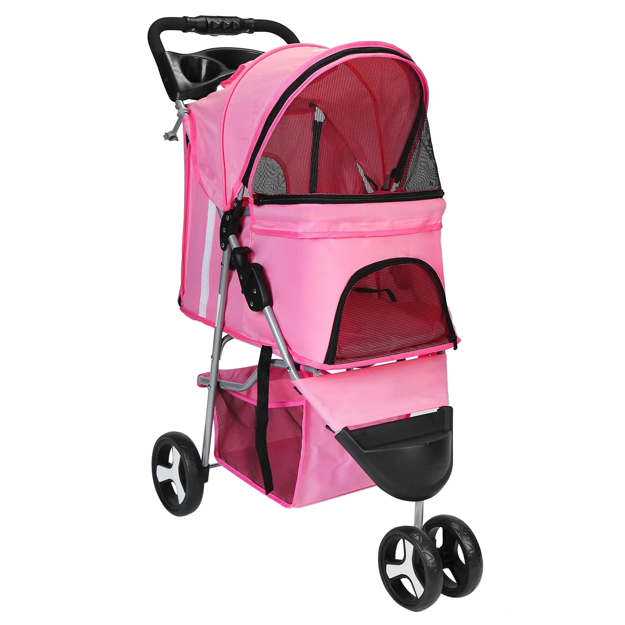 3 Wheels Pet Stroller Foldable Carrier Strolling Cart Travel Jogger Pet