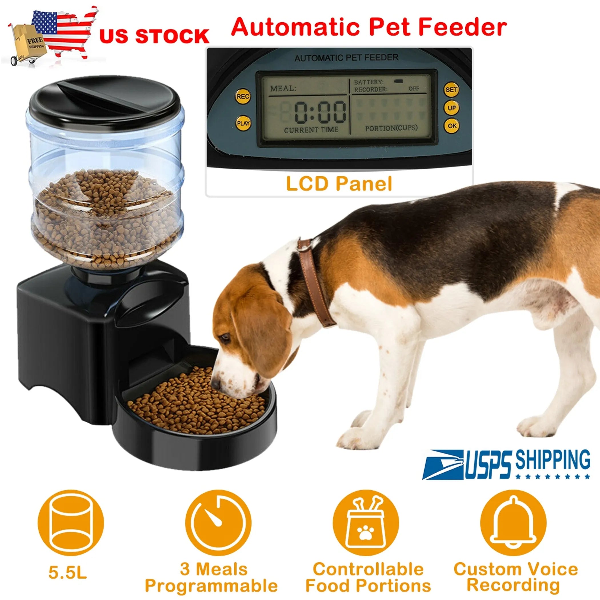 5.5L Automatic Pet Feeder Dog Cat Food Dispenser
