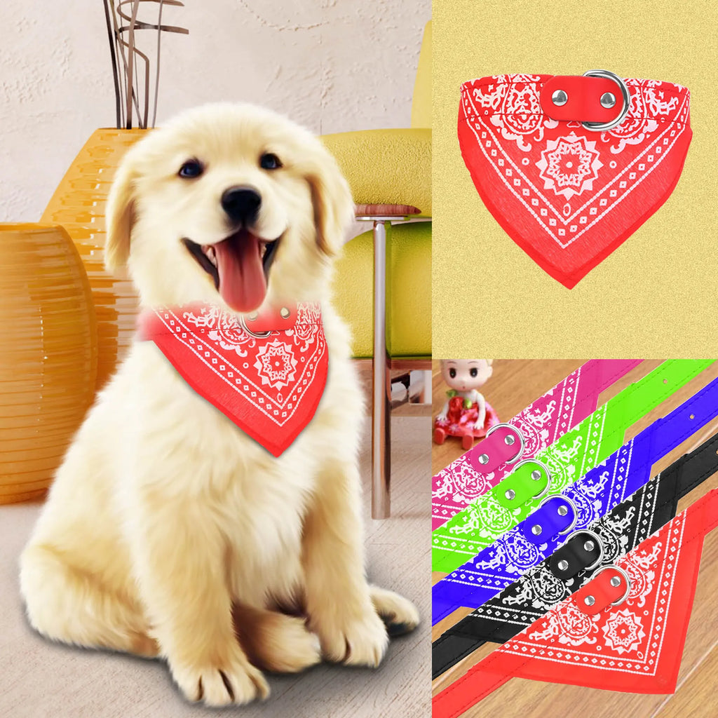 Adjustable Bandana Leather Pet