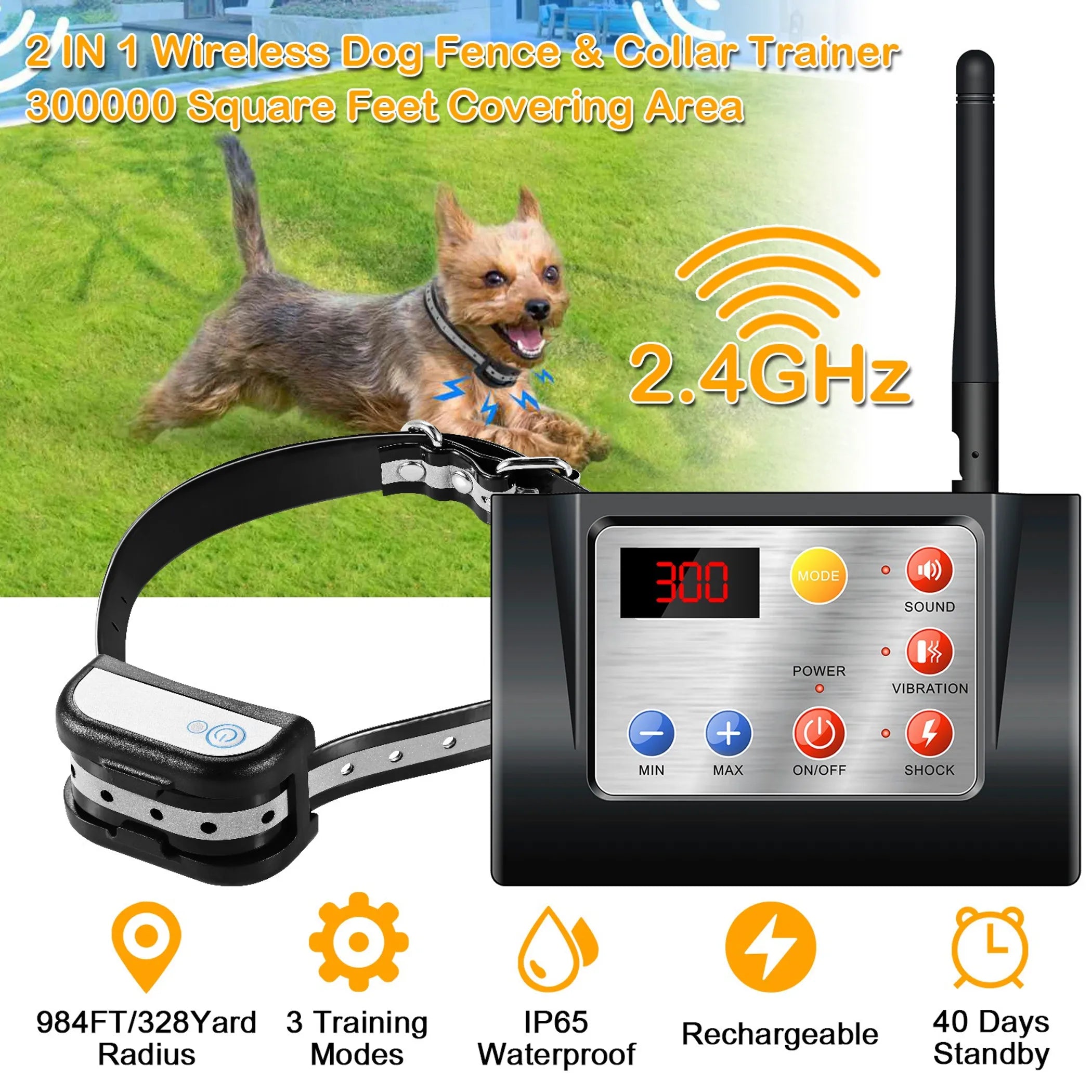 984FT/300M Radius Electric Dog Fence