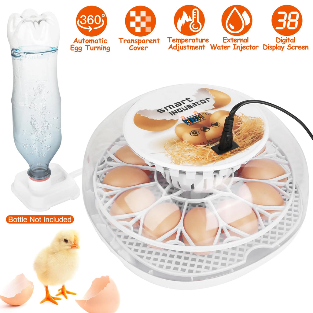 12 Eggs Incubator for Hatching Chicken Professional Poultry Hatcher
