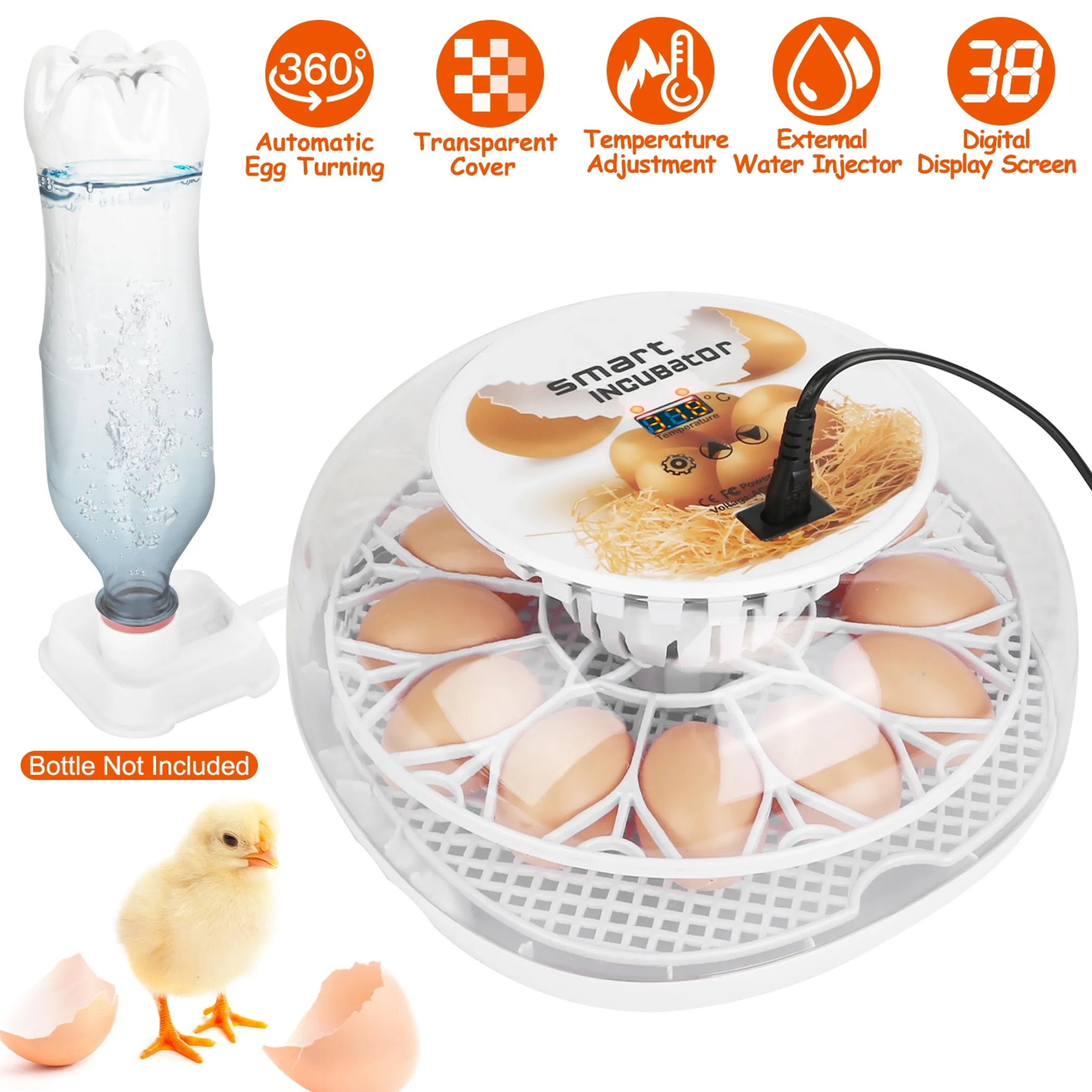 12 Eggs Incubator for Hatching Chicken Professional Poultry Hatcher