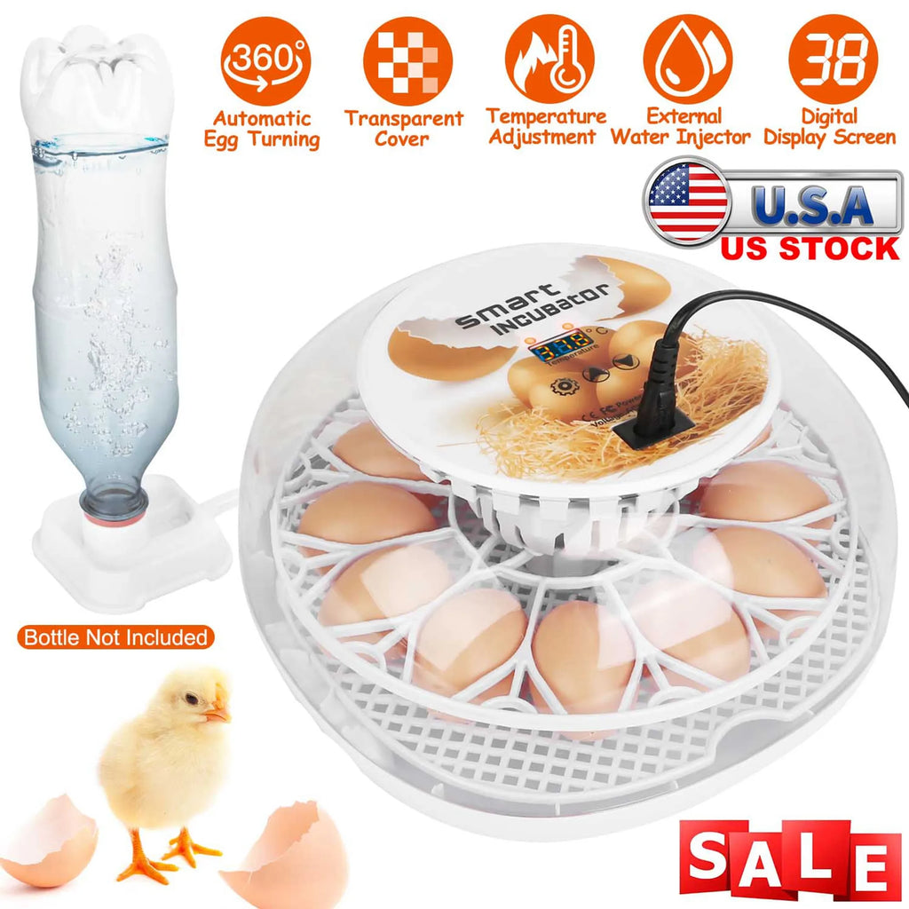 12 Eggs Incubator for Hatching Chicken Professional Poultry Hatcher