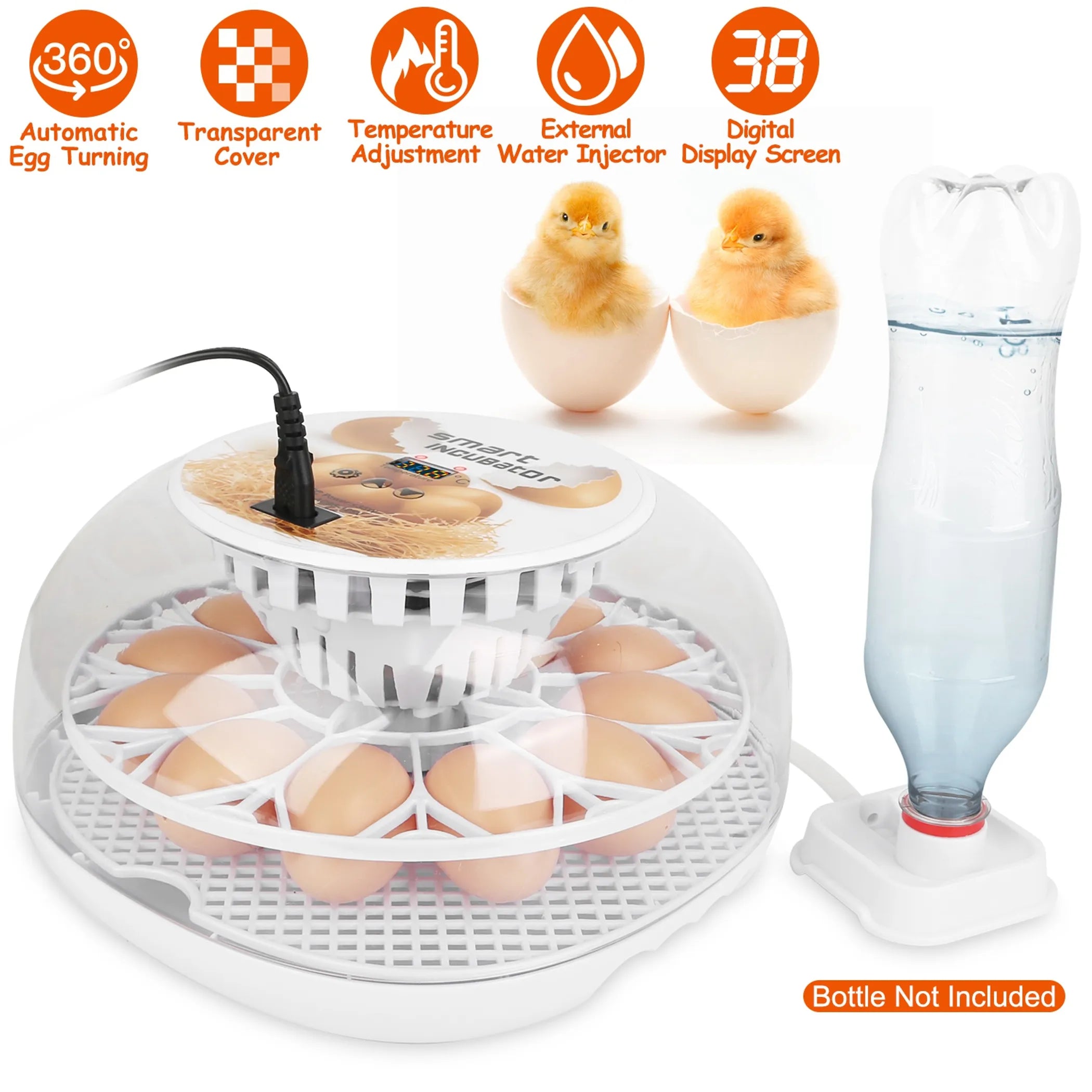 12 Eggs Incubator for Hatching Chicken Professional Poultry Hatcher