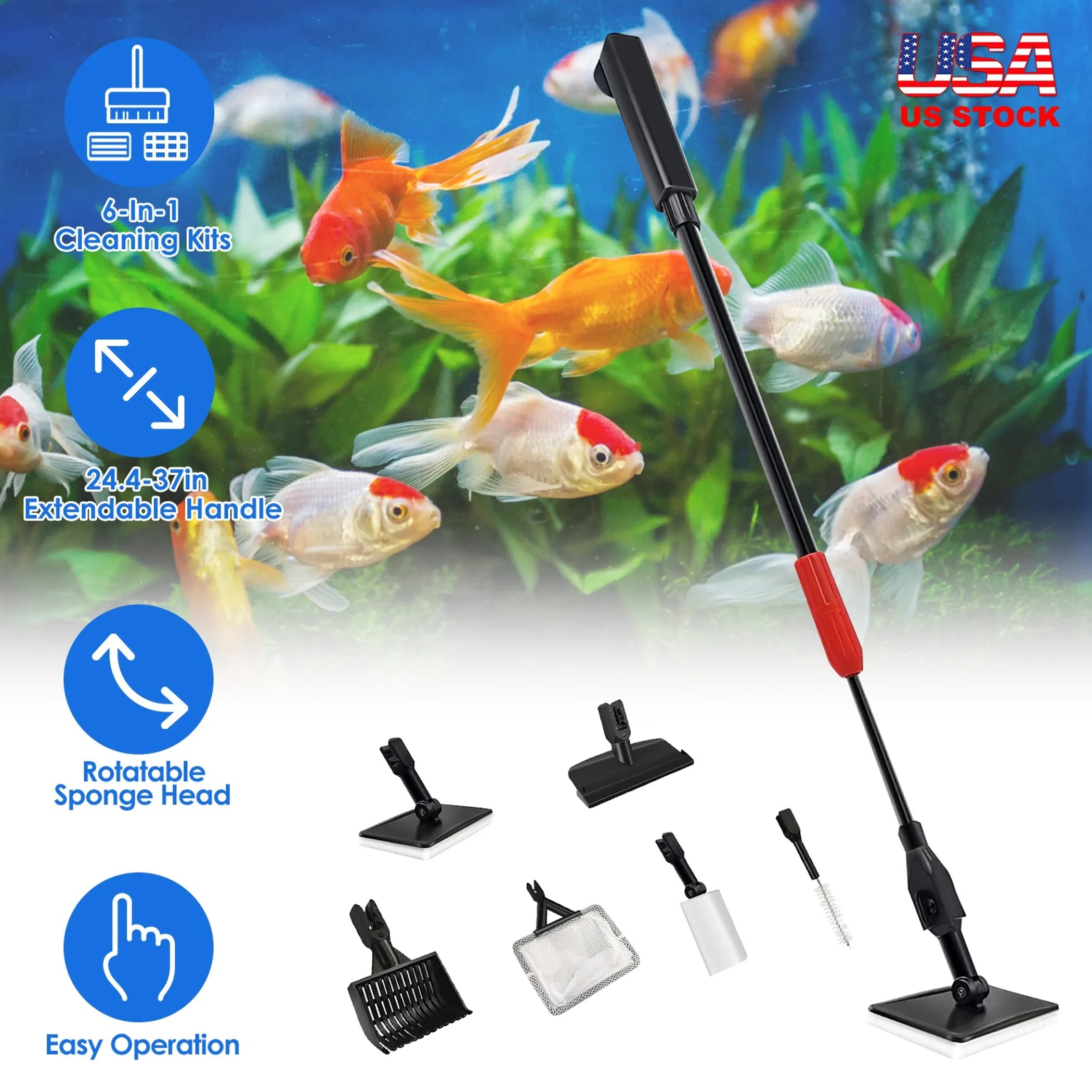 6 In 1 Aquarium Cleaning Tools Fish Tank Cleaner Set