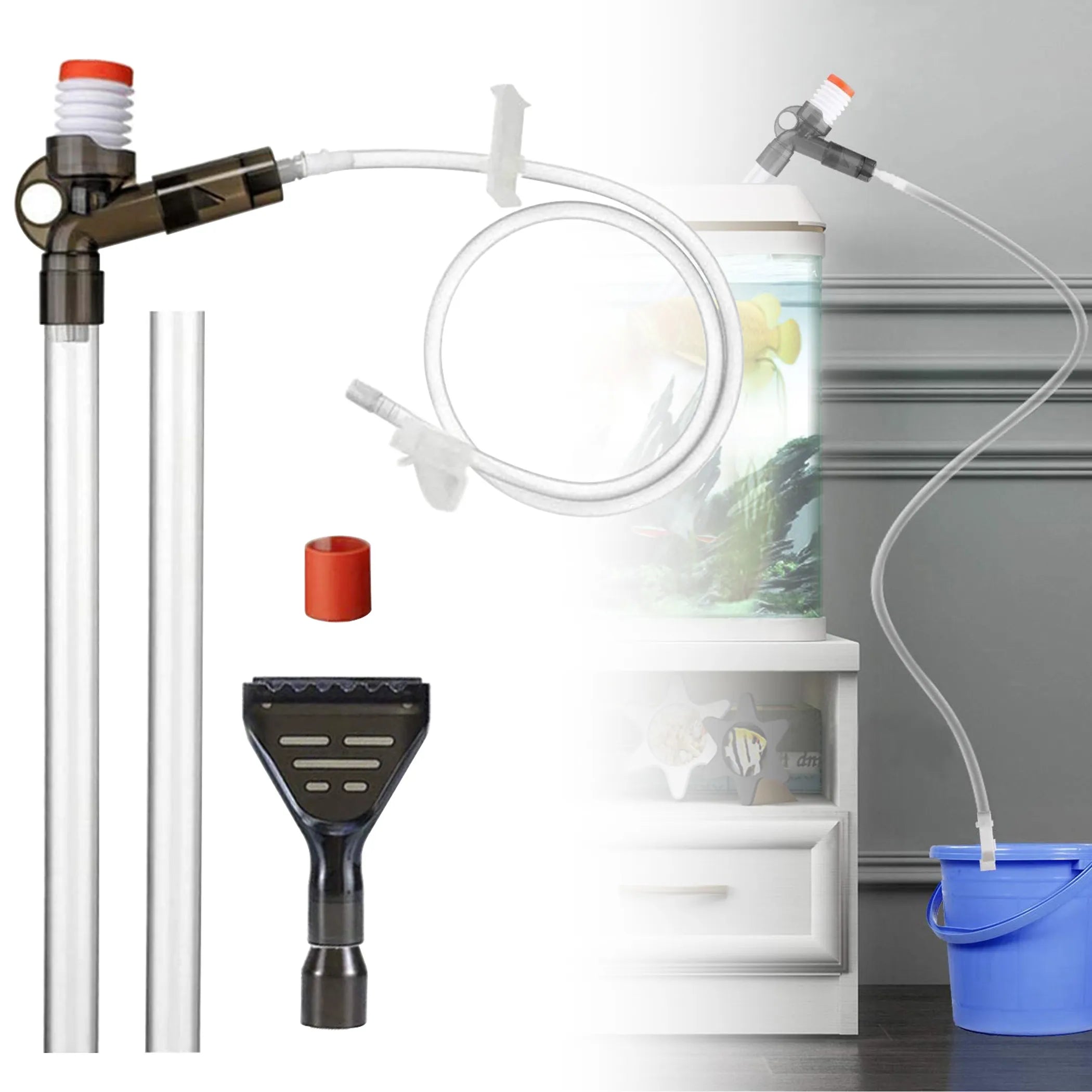 Fish Tank Gravel Cleaner Kit Aquarium Long Nozzle Water Changer Sand Filter