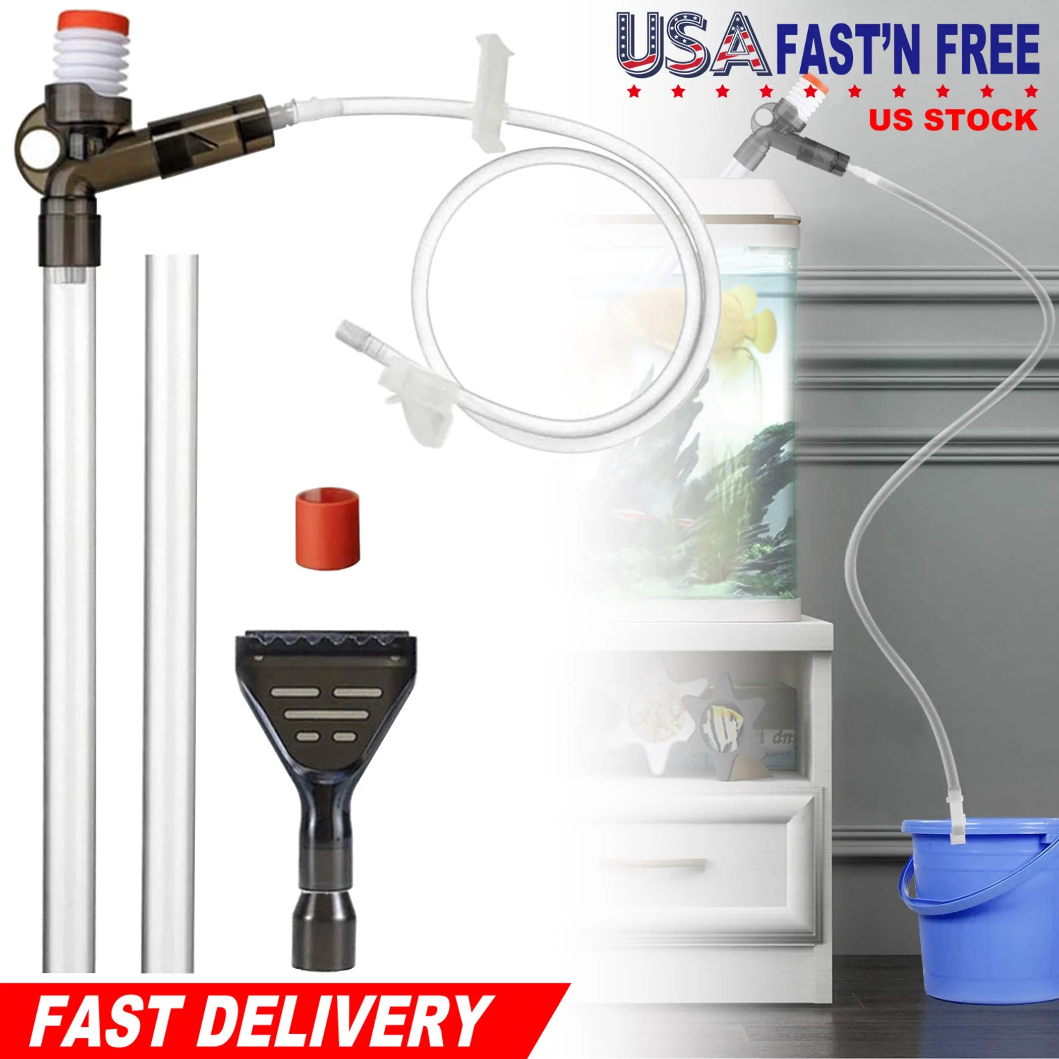 Fish Tank Gravel Cleaner Kit Aquarium Long Nozzle Water Changer Sand Filter
