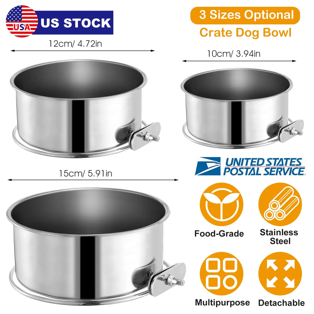 Stainless Steel Dog Bowl Pets Hanging Food Bowl