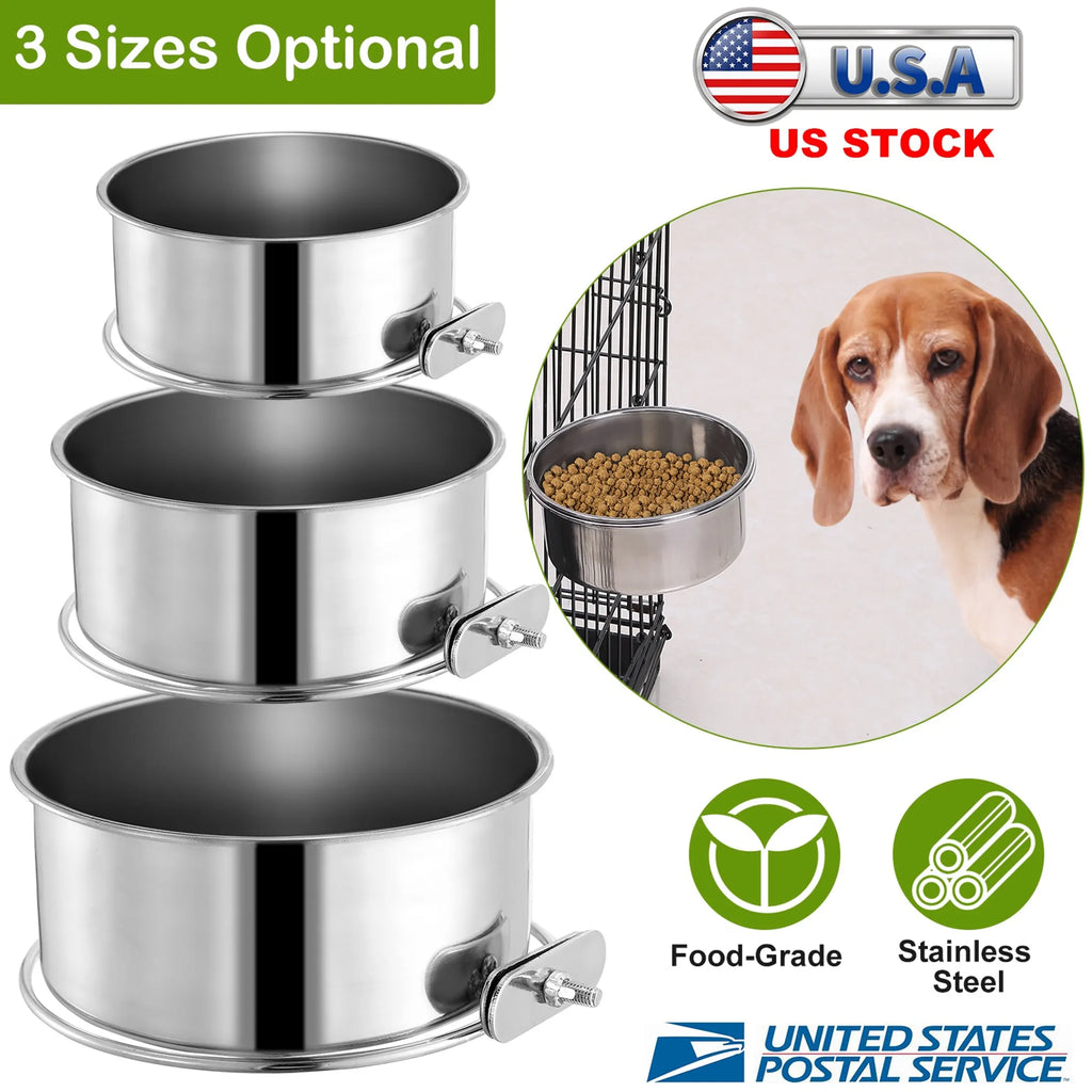 Stainless Steel Dog Bowl Pets Hanging Food Bowl