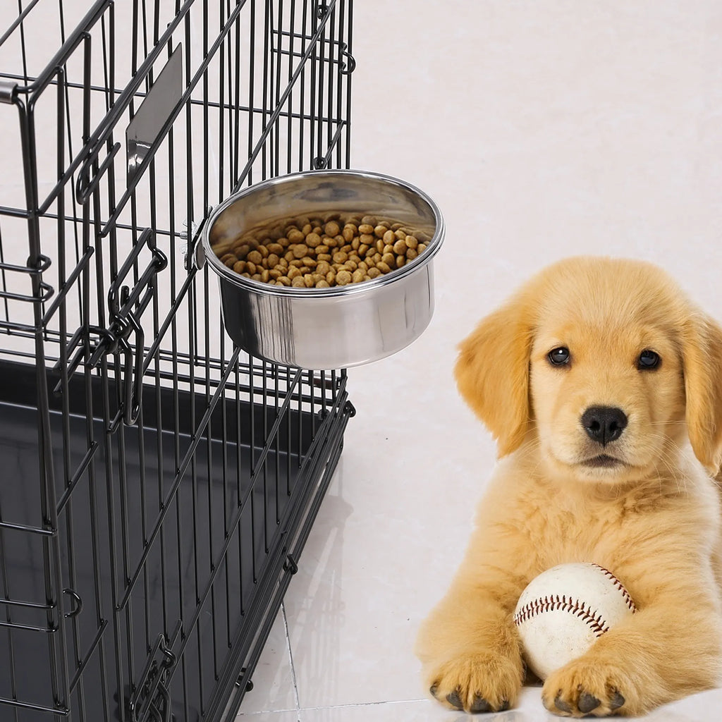 Stainless Steel Dog Bowl Pets Hanging Food Bowl