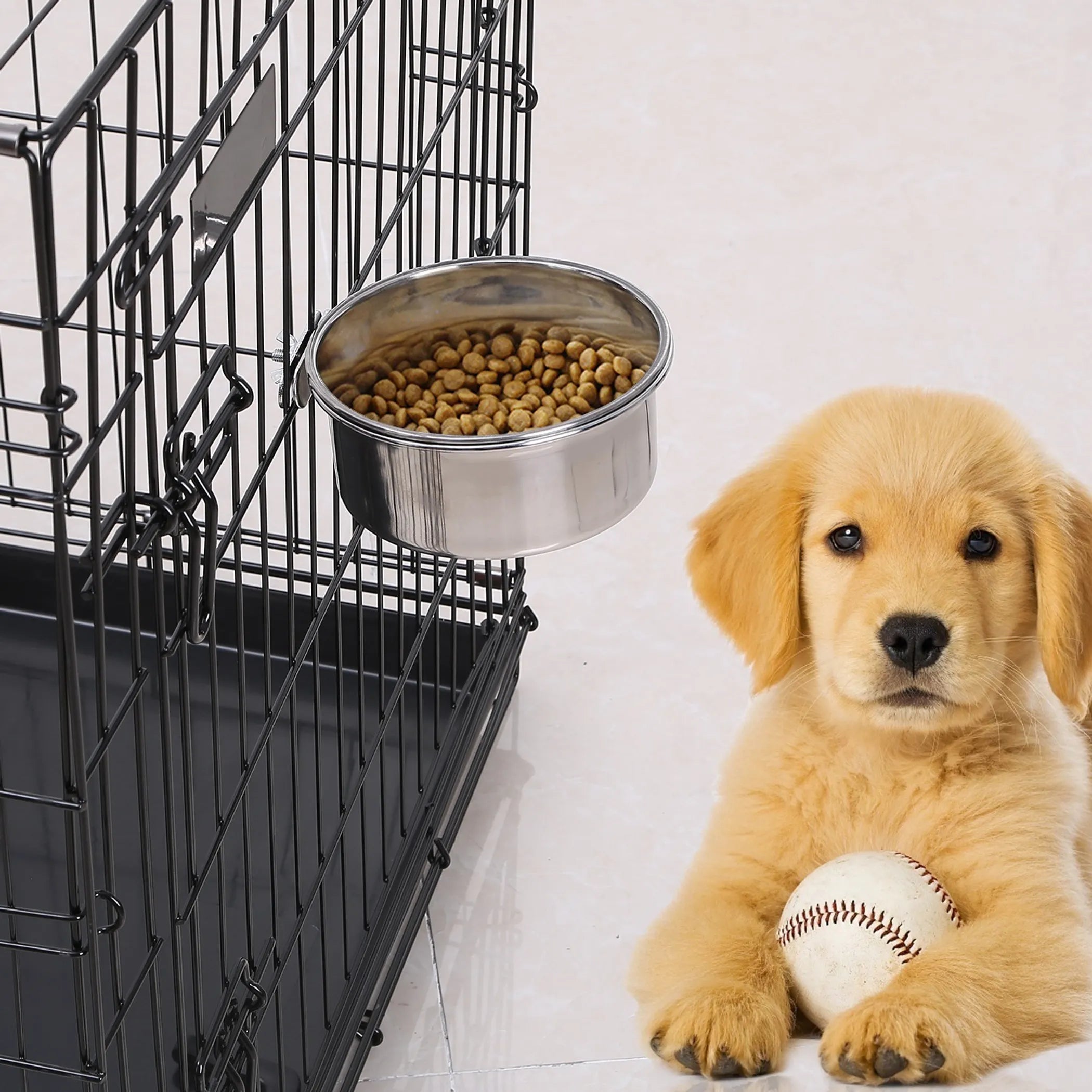 Stainless Steel Dog Bowl Pets Hanging Food Bowl