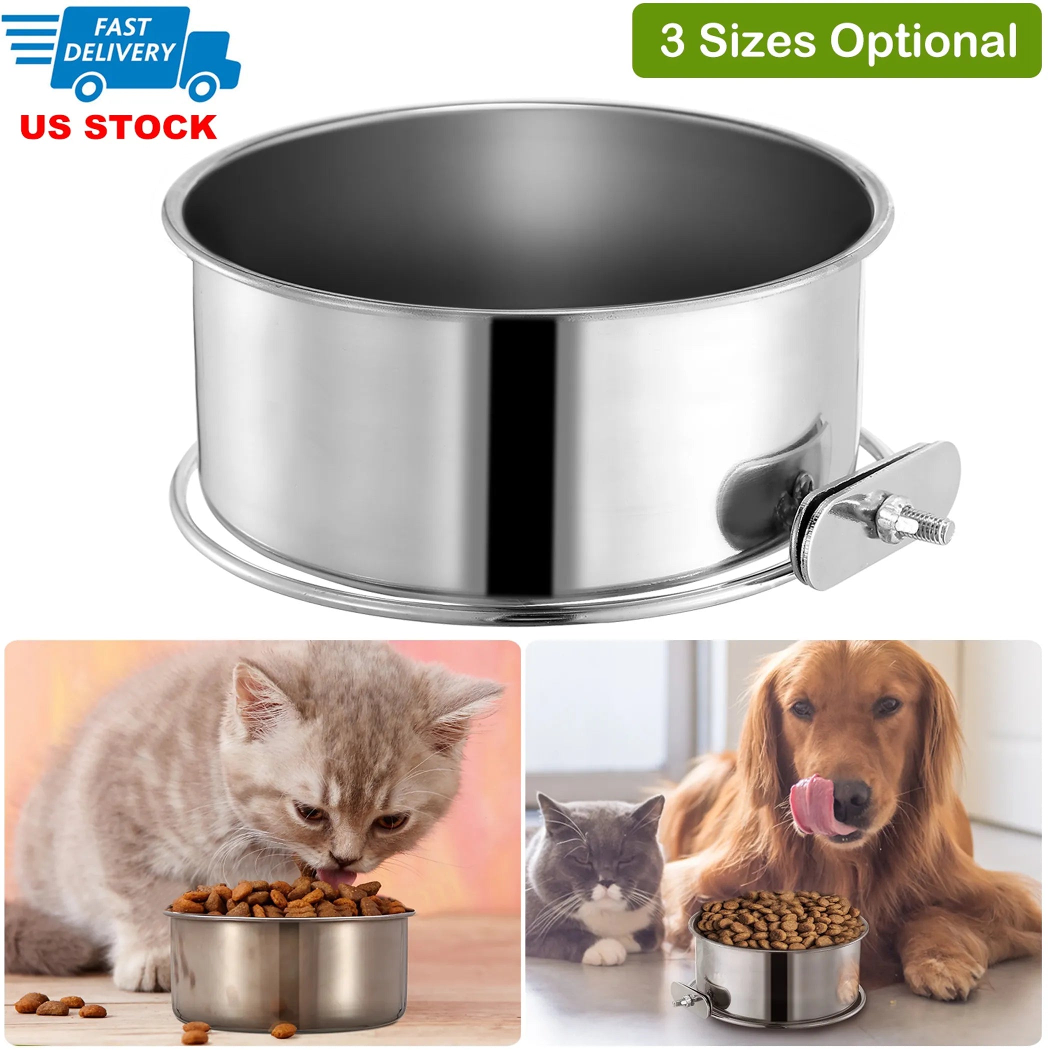 Stainless Steel Dog Bowl Pets Hanging Food Bowl