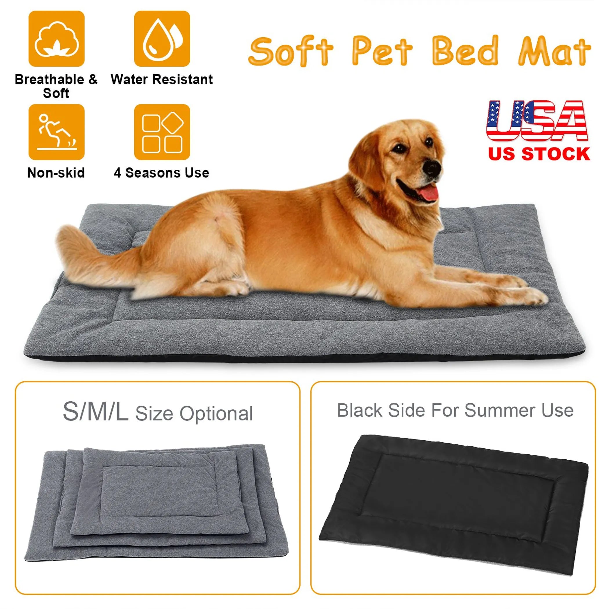 Dog Bed Mat Comfortable Fleece Pet Dog Crate Carpet Reversible Pad