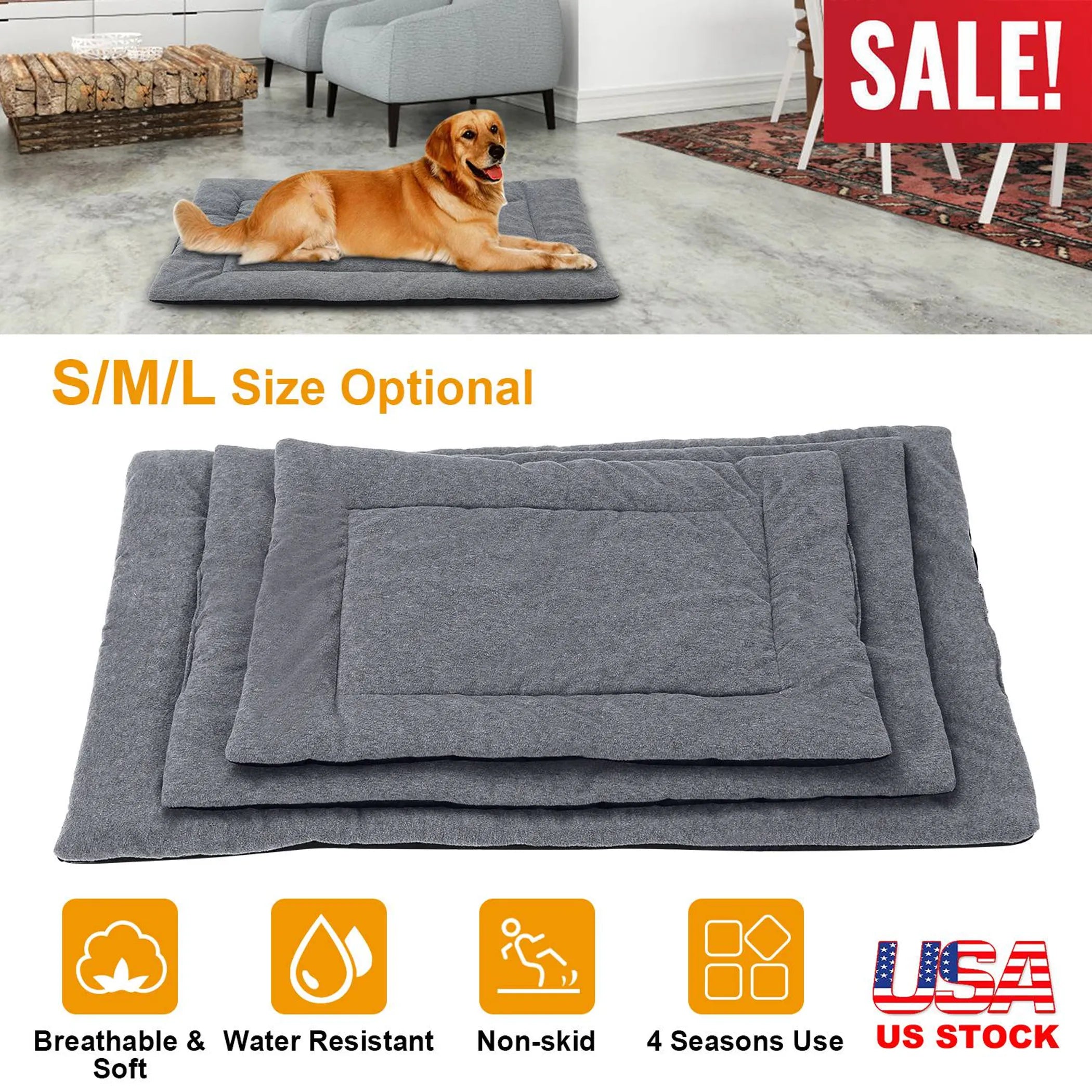 Dog Bed Mat Comfortable Fleece Pet Dog Crate Carpet Reversible Pad