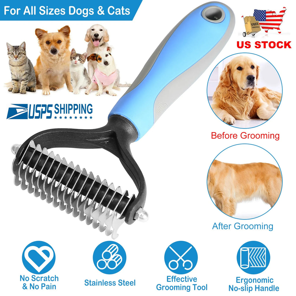 Dog Grooming Rakes 2 Sided Undercoat Rake Pet DeMat