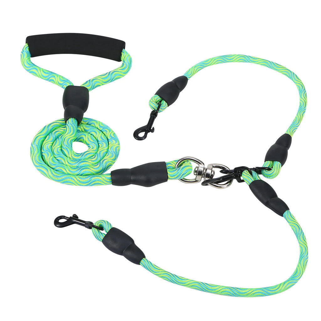 Double Dogs Leash No-Tangle Dogs Lead Reflective Dogs Walking Leash