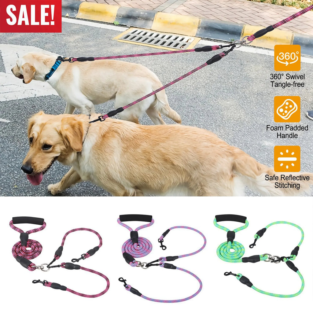 Double Dogs Leash No-Tangle Dogs Lead Reflective