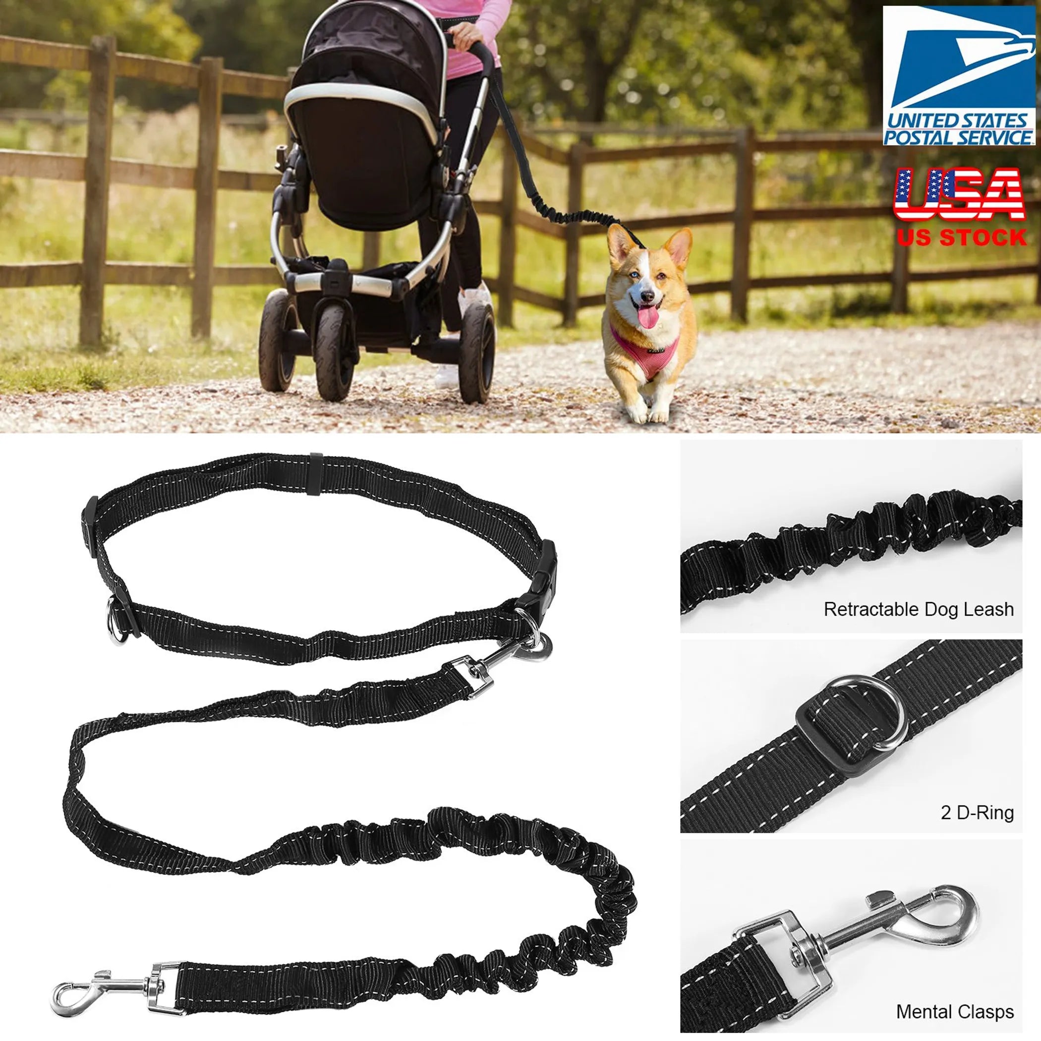 Hands-Free Dogs Leash Waist Belt