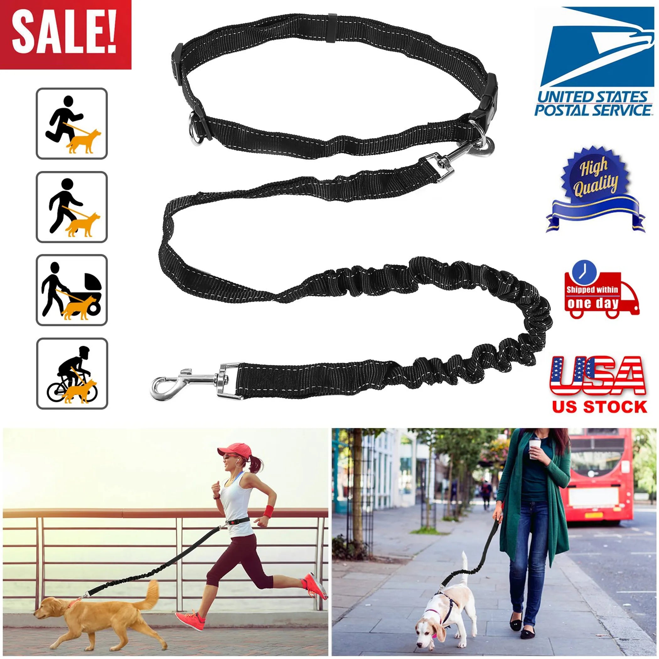 Hands-Free Dogs Leash Waist Belt