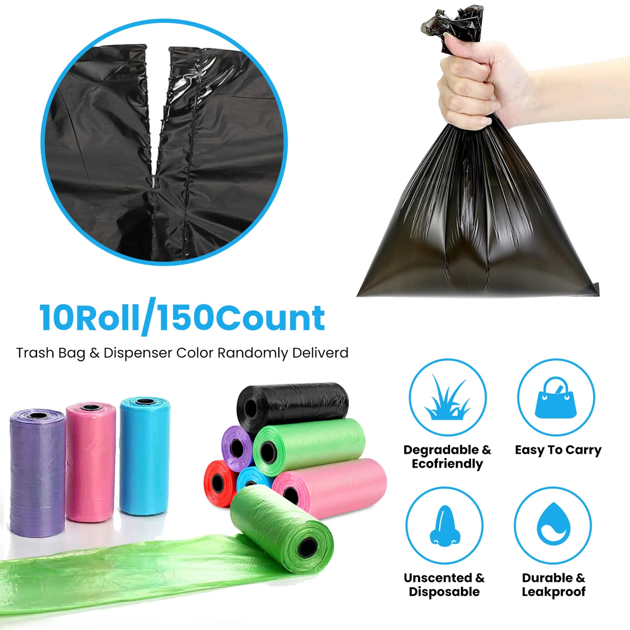 10 Rolls 150 Count Dog Waste Bags