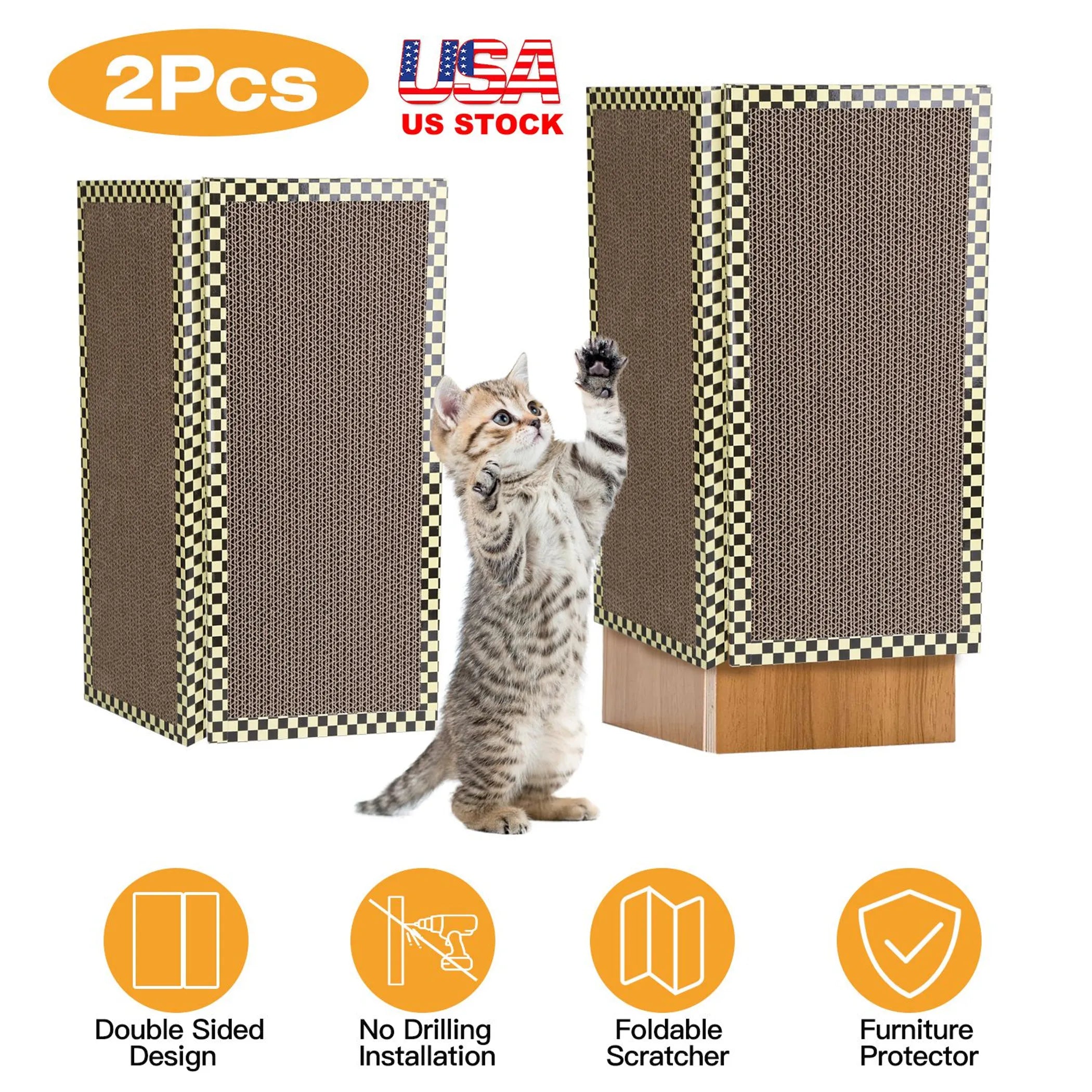 2Pcs Foldable Cat Scratcher Sofa Wall