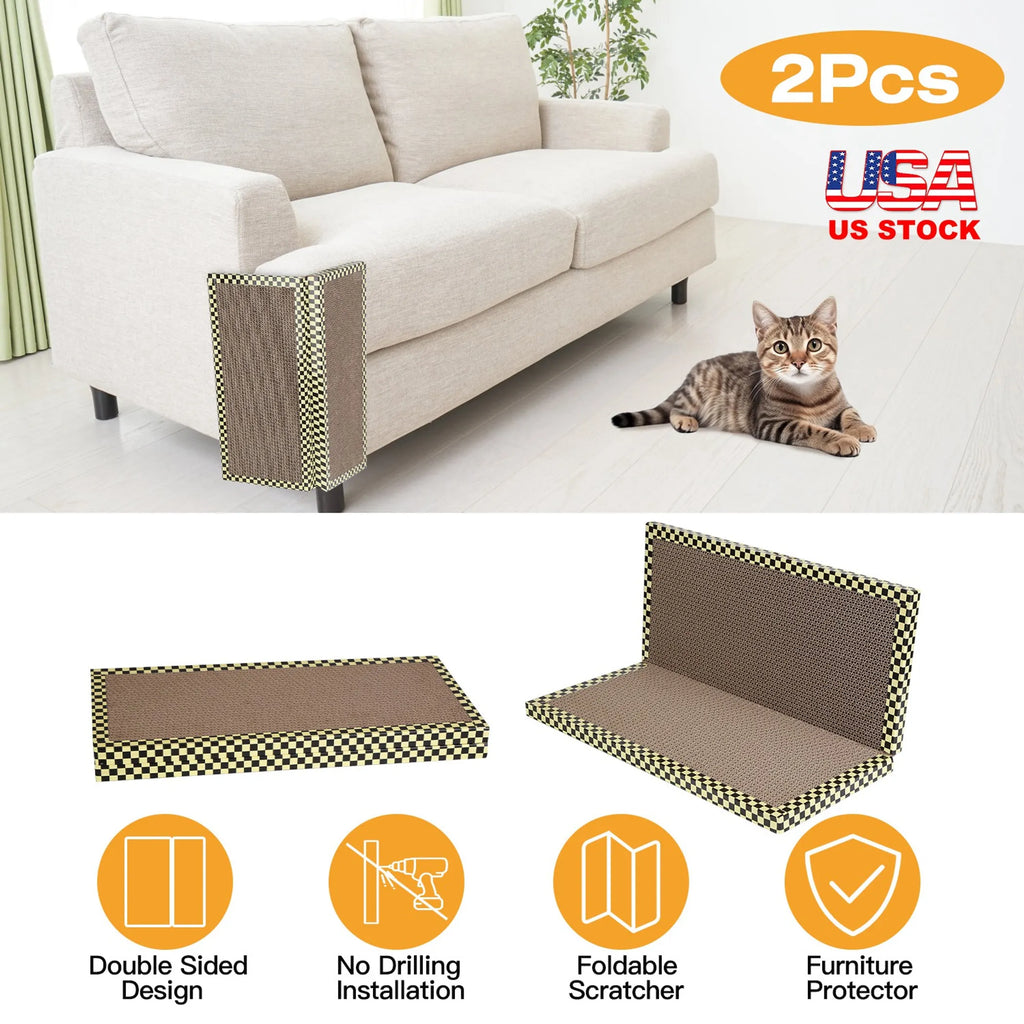 2Pcs Foldable Cat Scratcher Sofa Wall