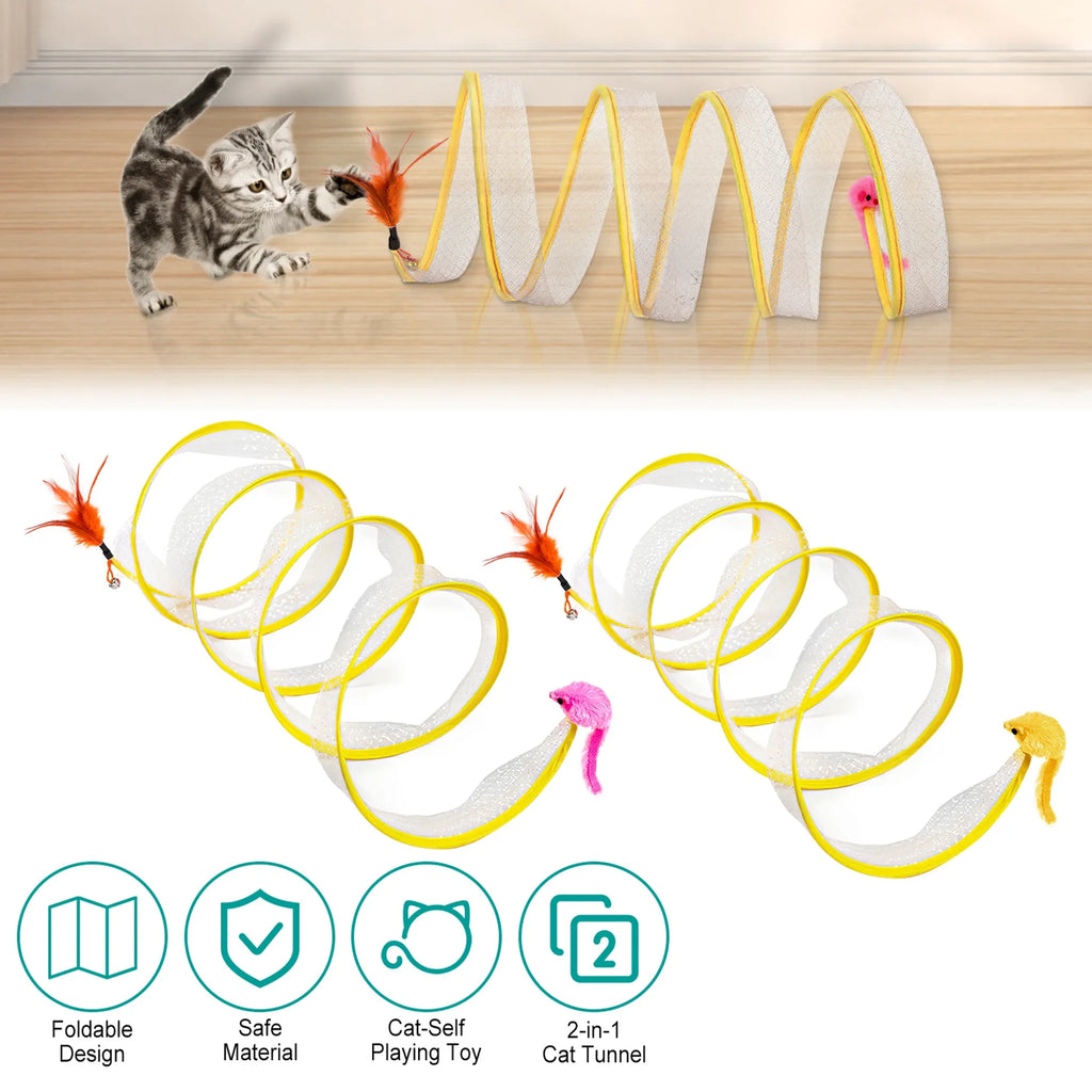 2Pcs Foldable Cat Tunnel