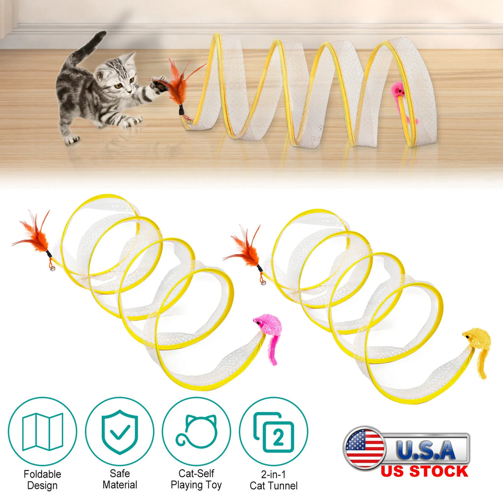 2Pcs Foldable Cat Tunnel