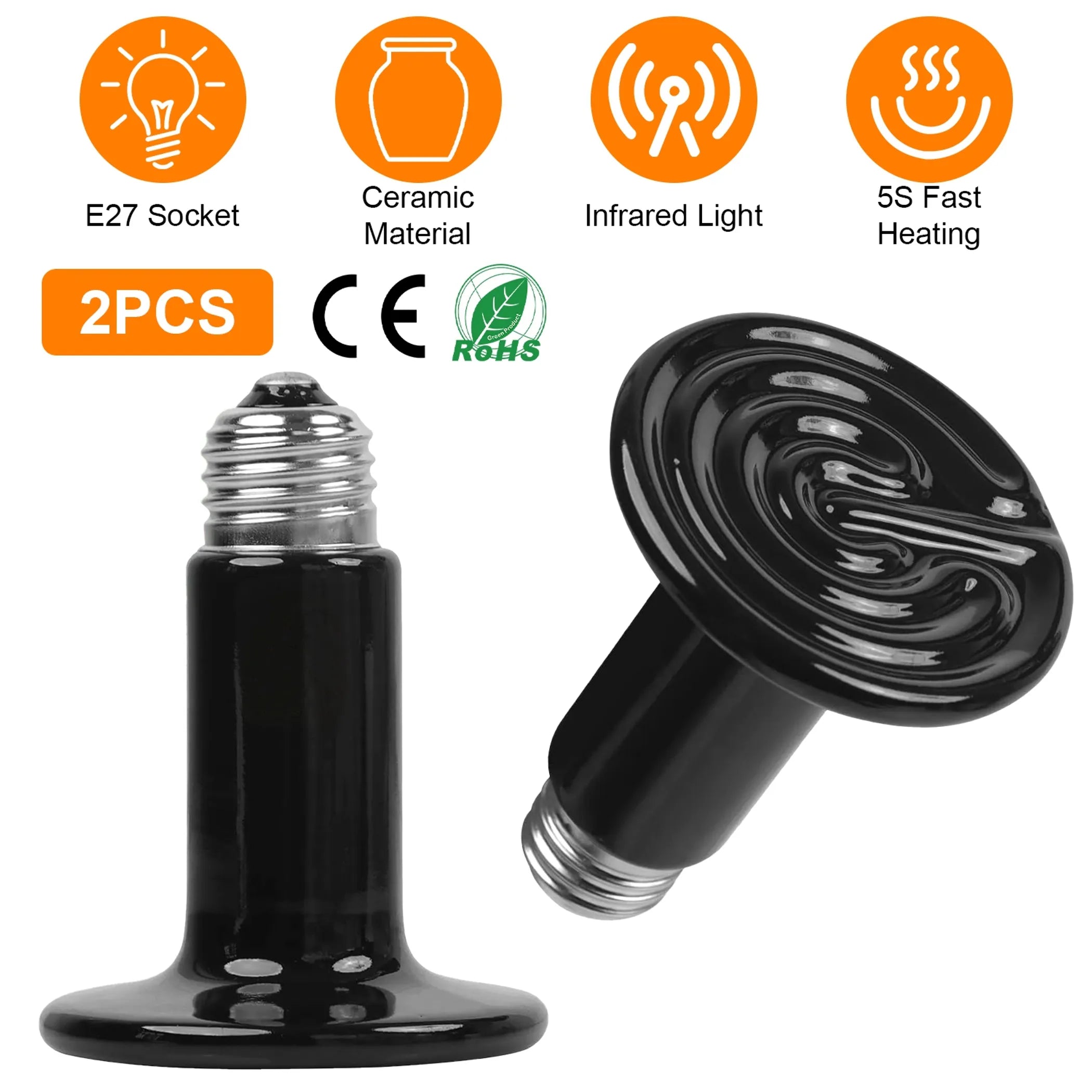 2Pcs Ceramic Heat Lamp