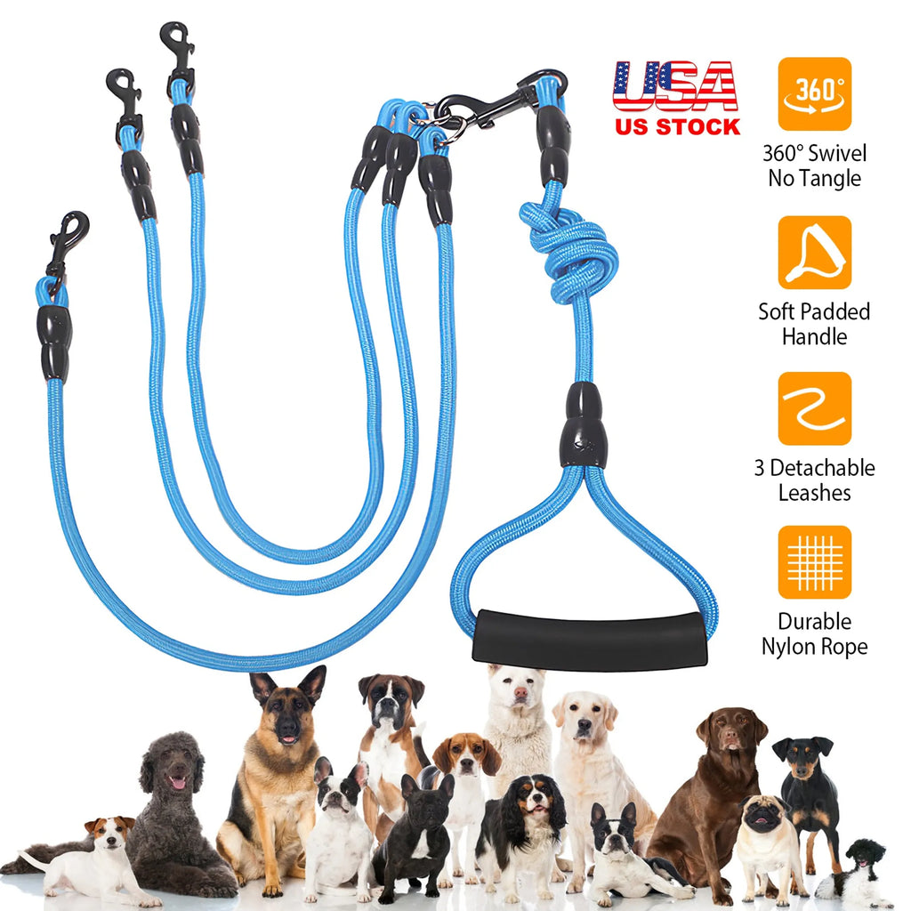 3 Dog Leash Traction Rope Walking Training Lead