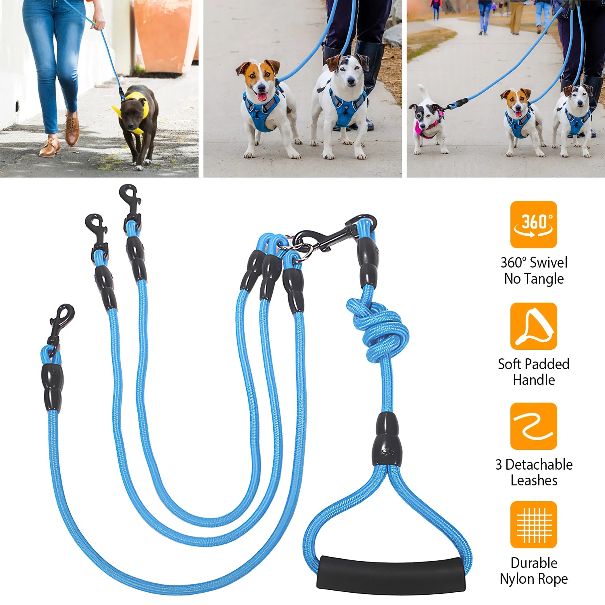 3 Dog Leash Traction Rope Walking Training Lead