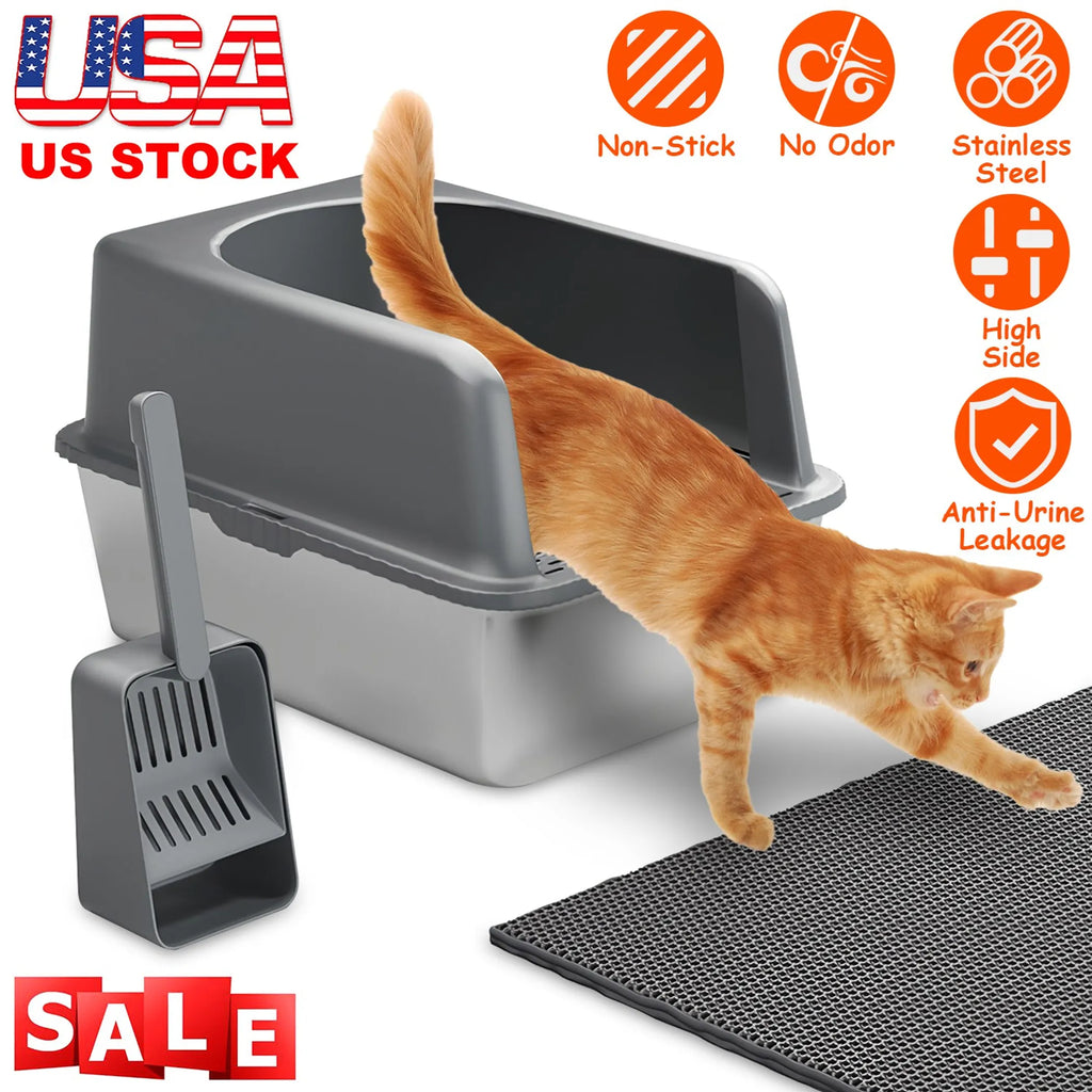 Enclosed Stainless Steel Cat Litter Box