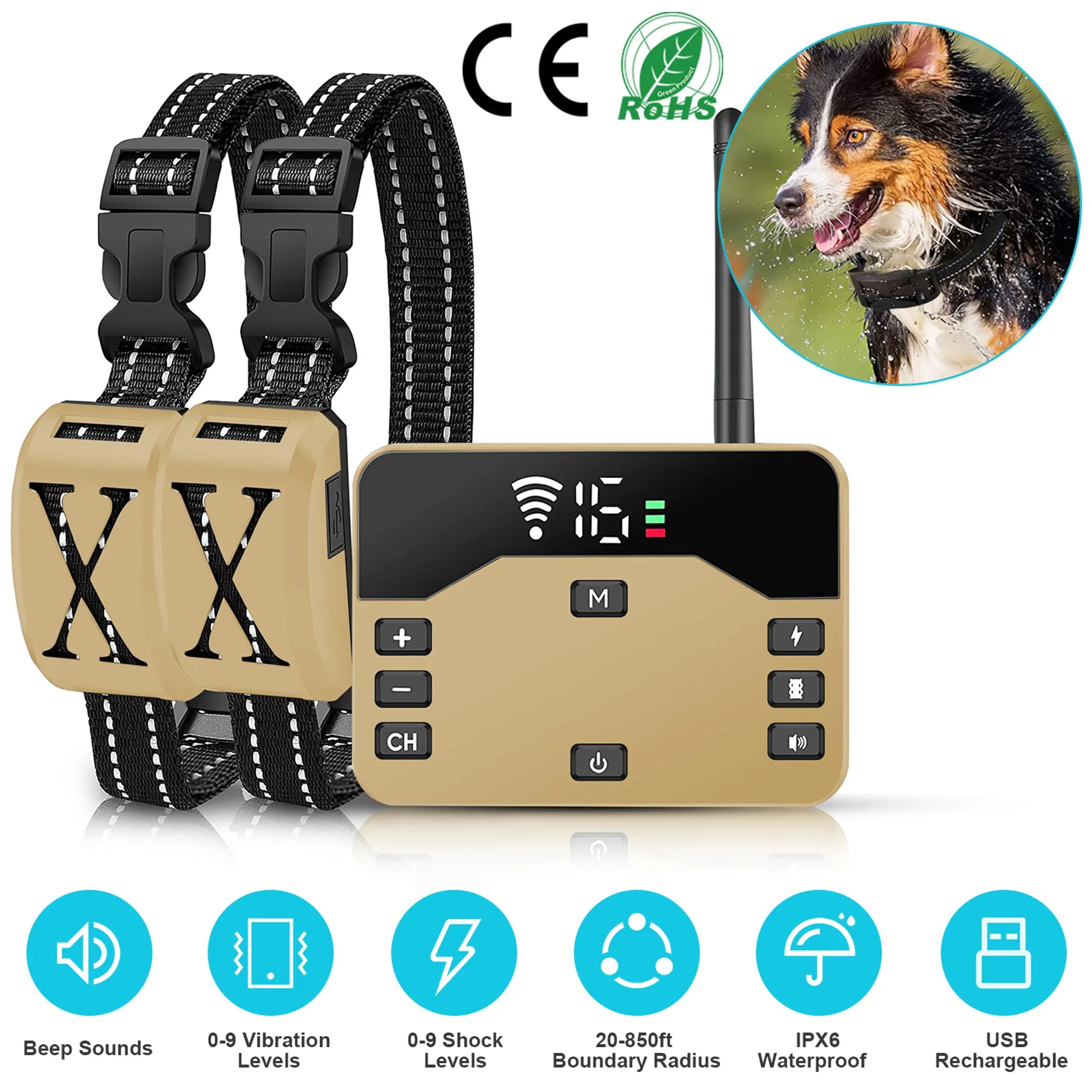2 In 1 Wireless Electric Dog Fence Waterproof Pet