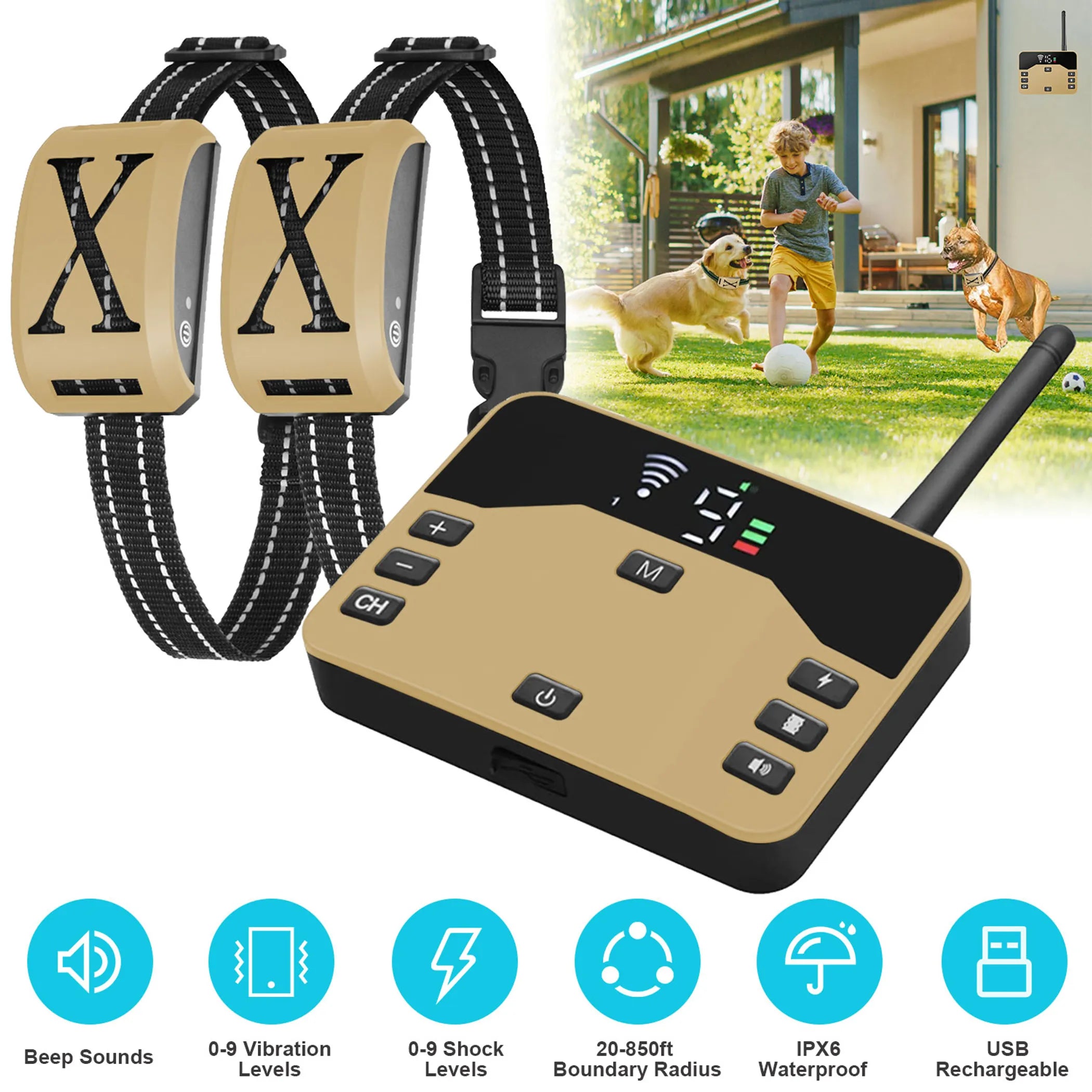 2 In 1 Wireless Electric Dog Fence Waterproof Pet