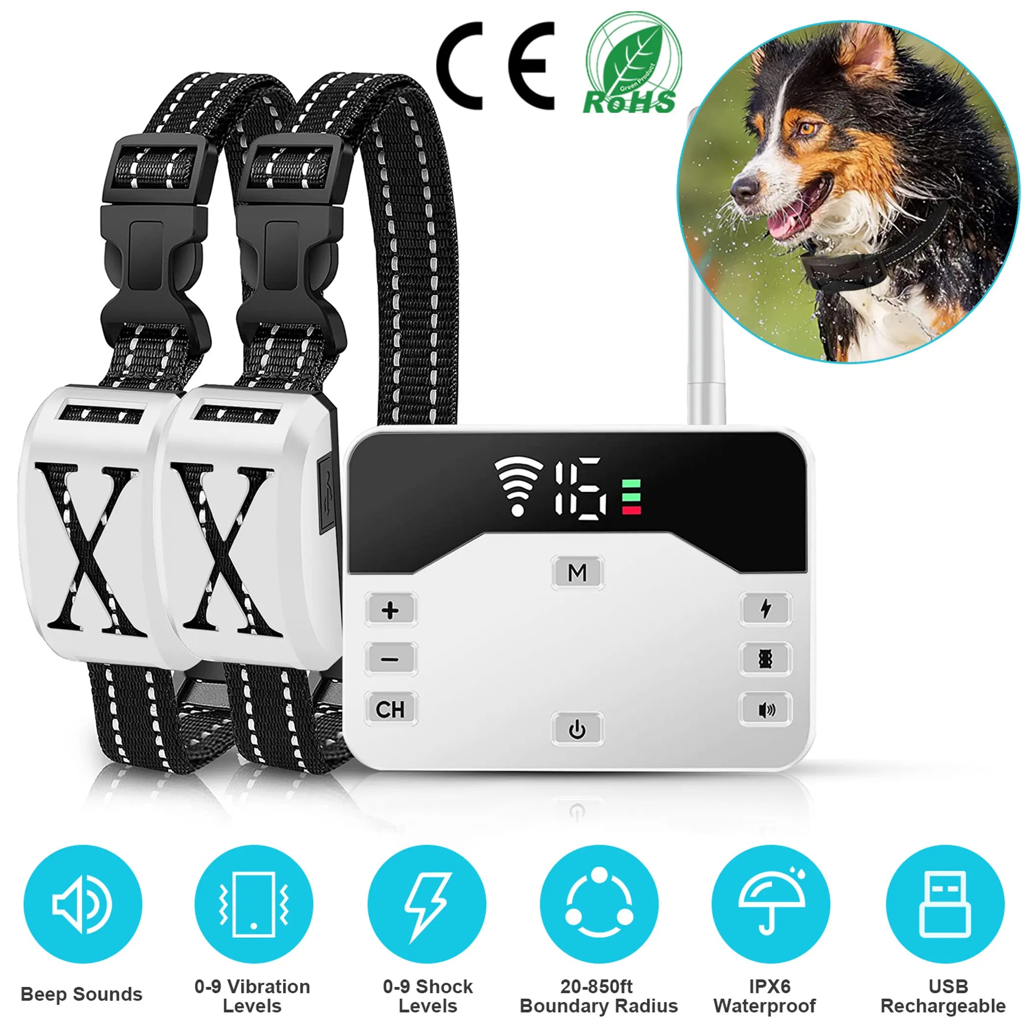 2 In 1 Wireless Electric Dog Fence Waterproof Pet