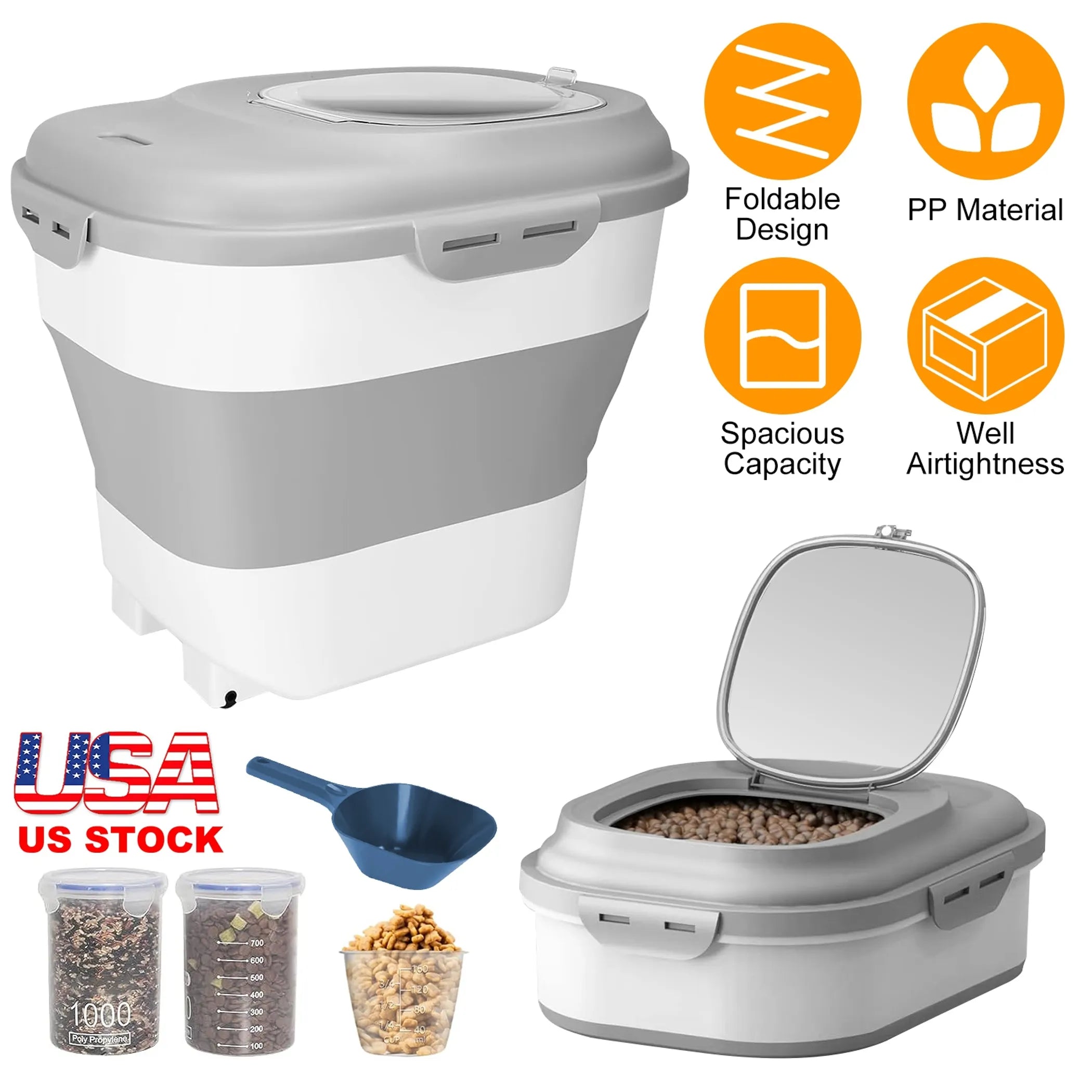 16.5 to 55LBS Collapsible Food Storage Container