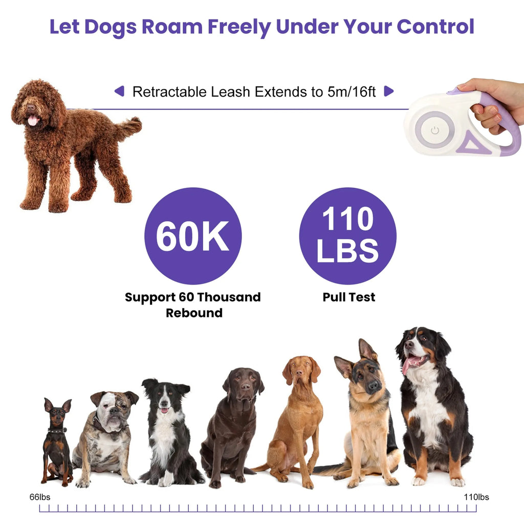 16FT Retractable Dog Leash Extendable Pet Leash Dog