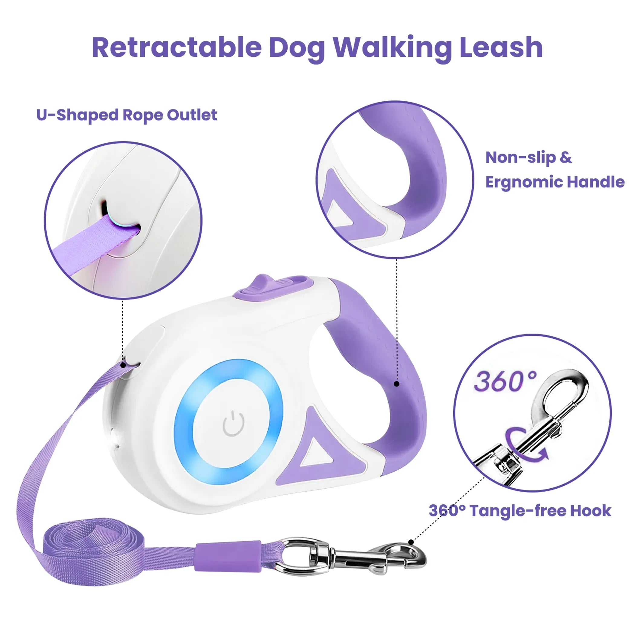 16FT Retractable Dog Leash Extendable Pet Leash Dog
