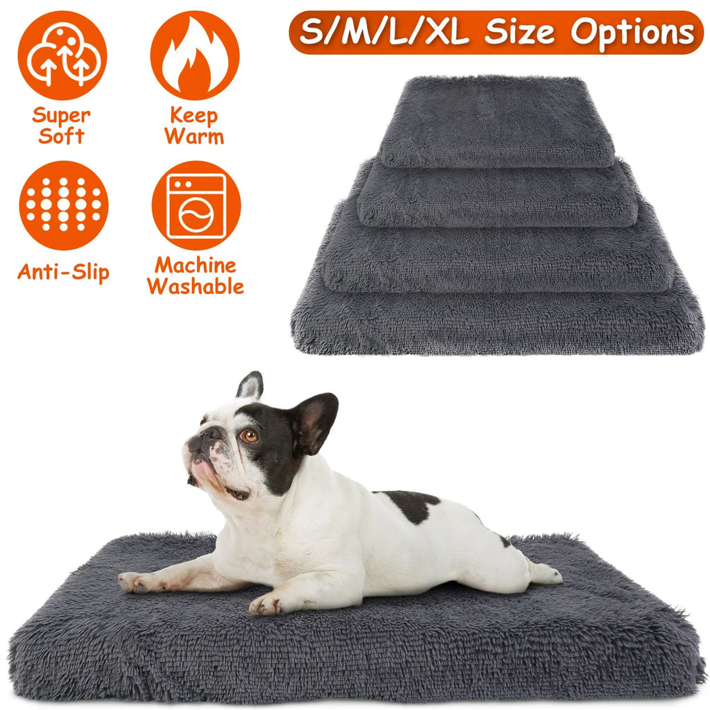 Dog Bed Soft Plush Cushion Cozy Warm Pet Crate Mat