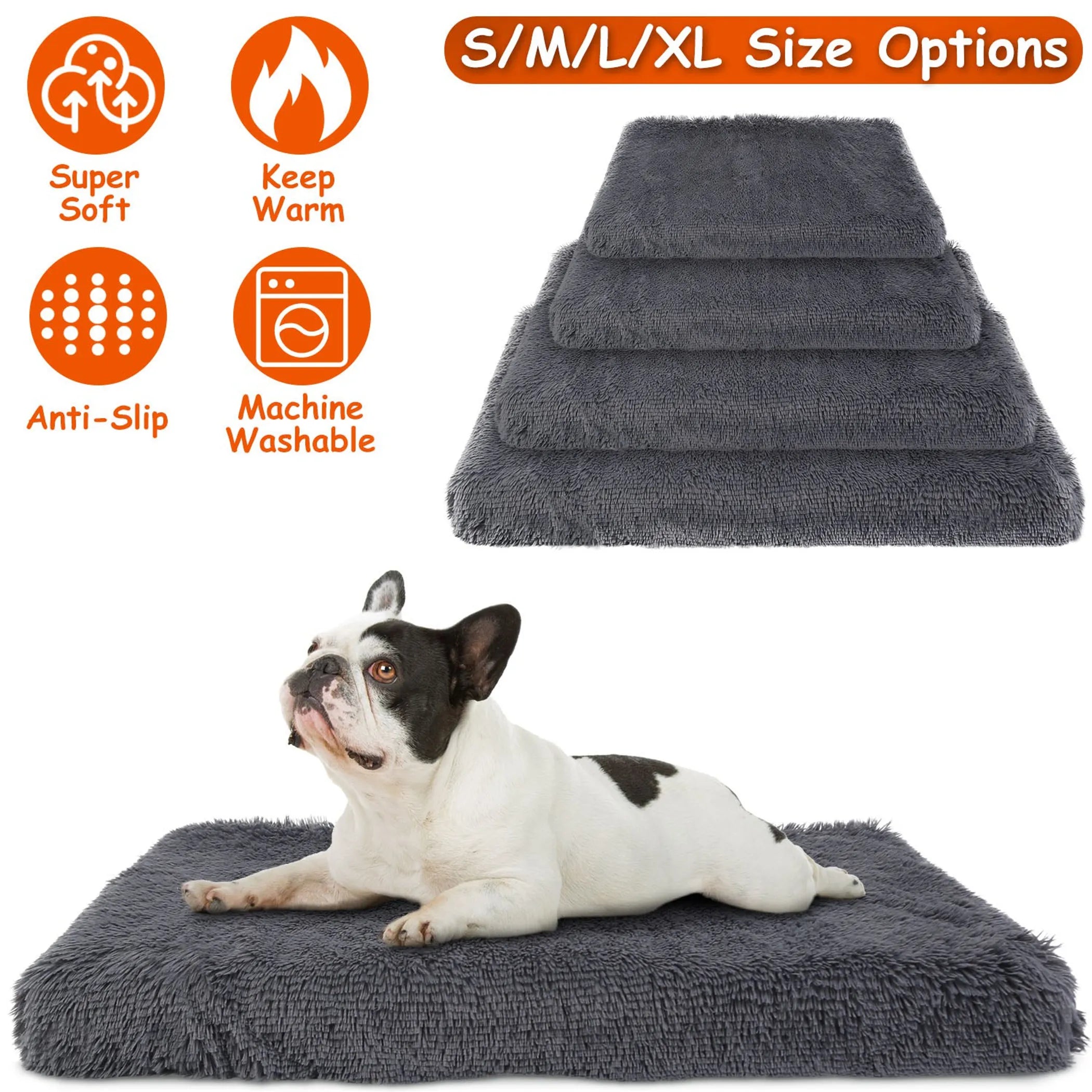 Dog Bed Soft Plush Cushion Cozy Warm Pet Crate Mat