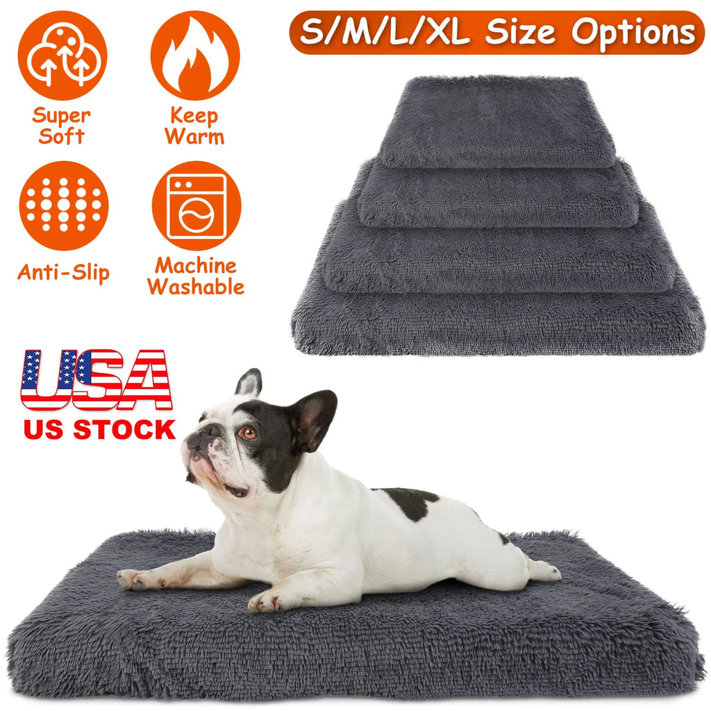 Dog Bed Soft Plush Cushion Cozy Warm Pet Crate Mat