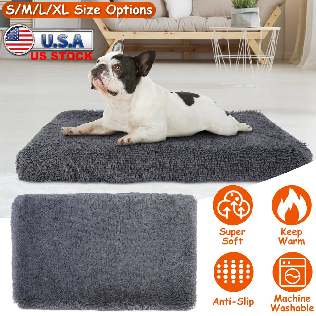 Dog Bed Soft Plush Cushion Cozy Warm Pet Crate Mat