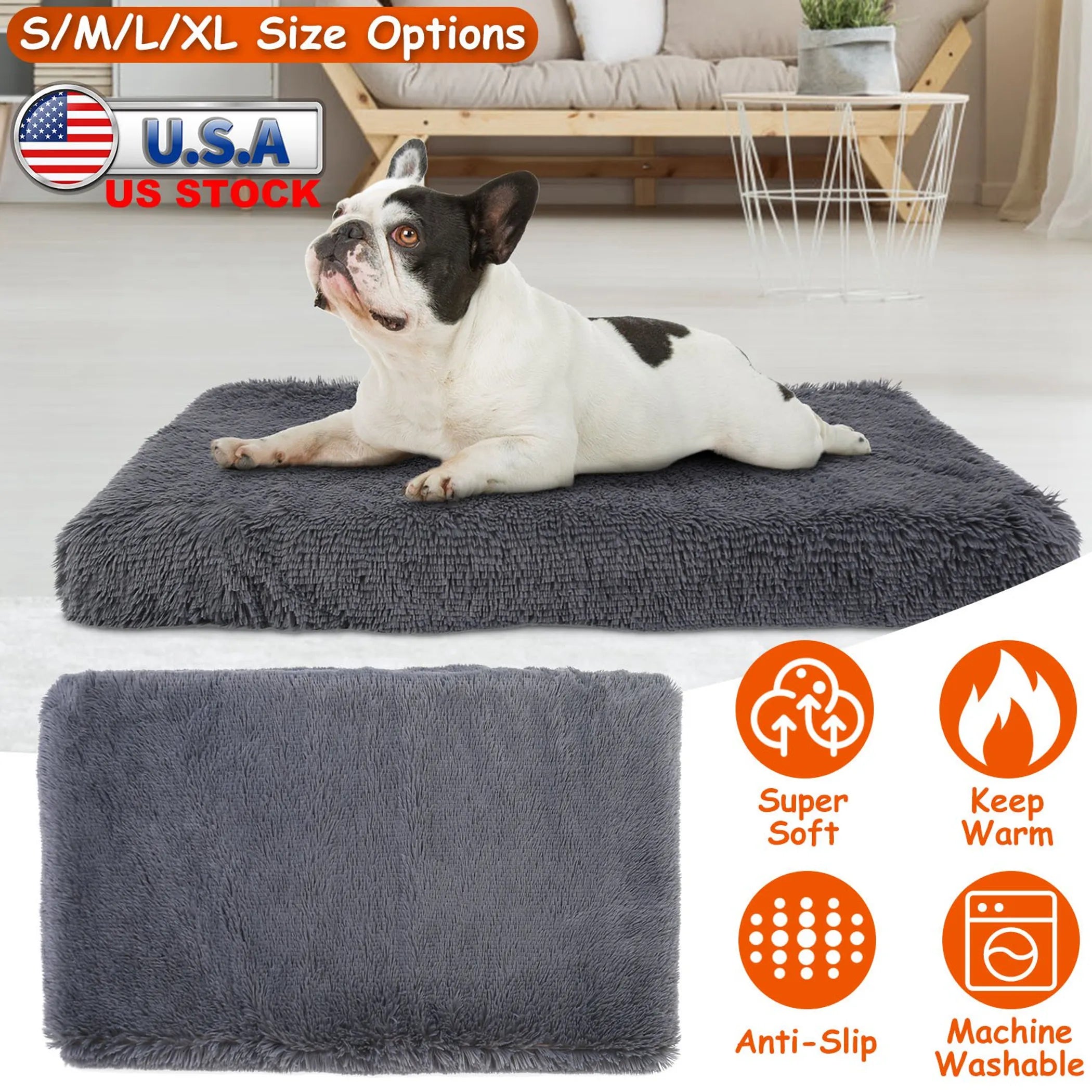 Dog Bed Soft Plush Cushion Cozy Warm Pet Crate Mat