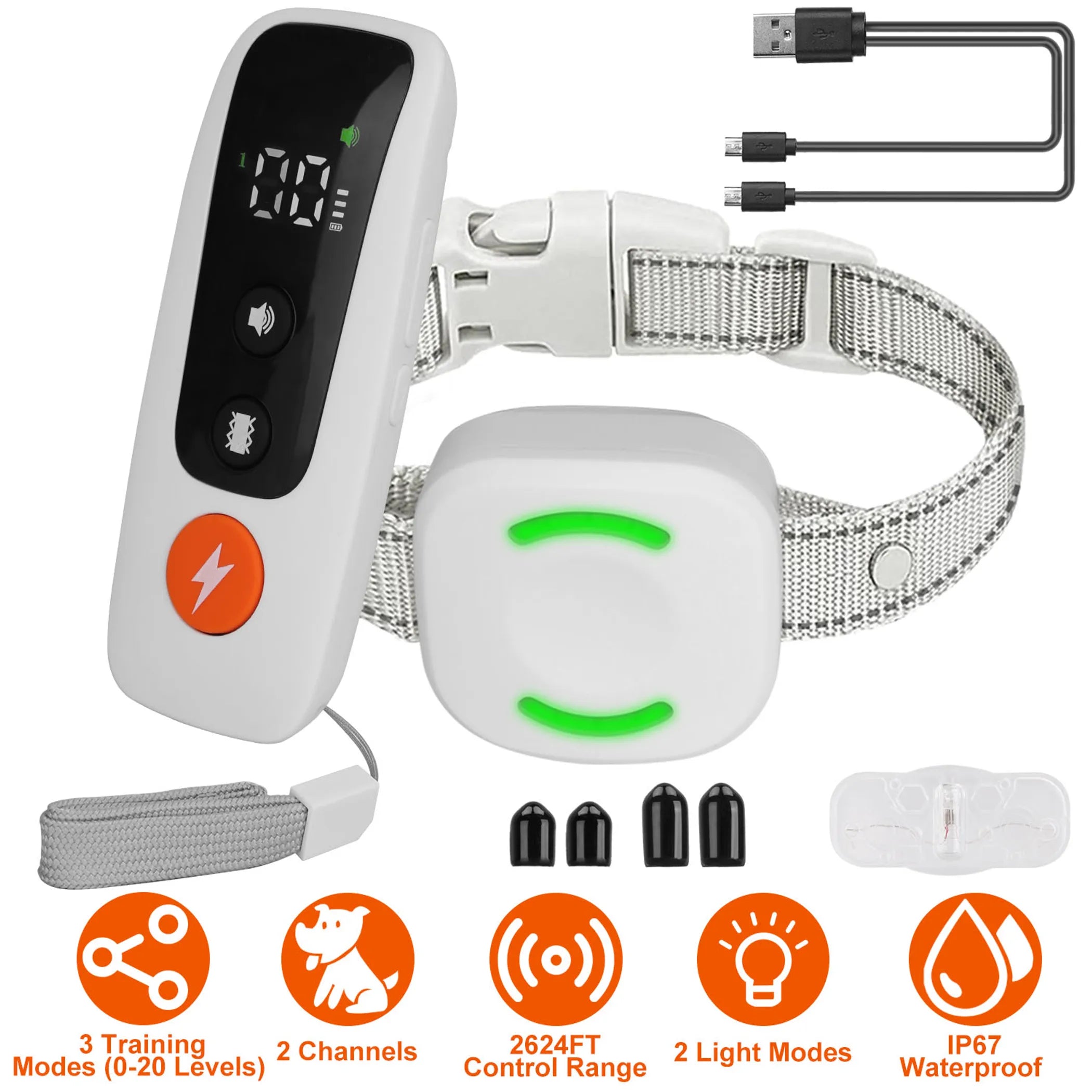 Electric Remote Training Collar IP67 Waterproof Rechargeable
