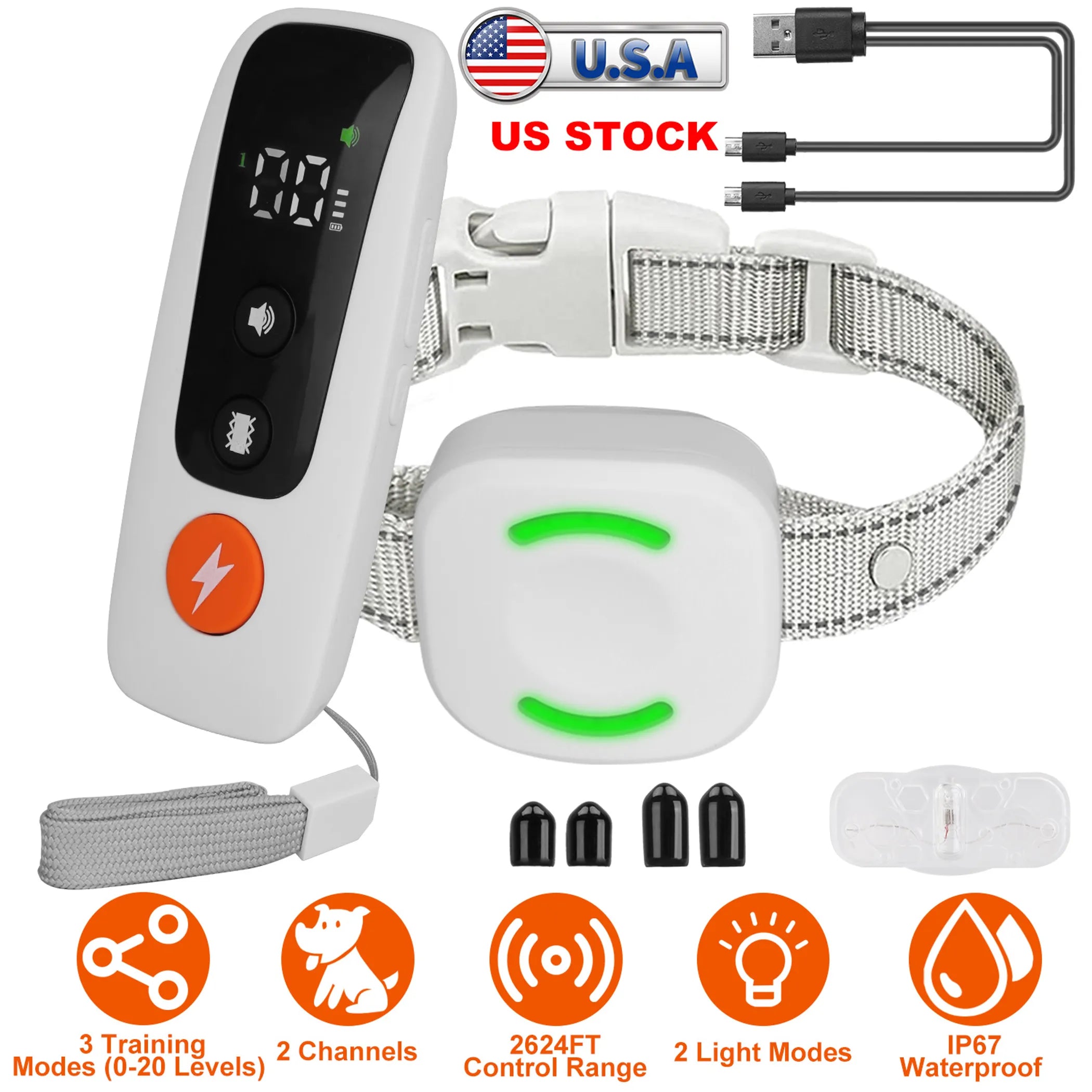 Electric Remote Training Collar IP67 Waterproof Rechargeable