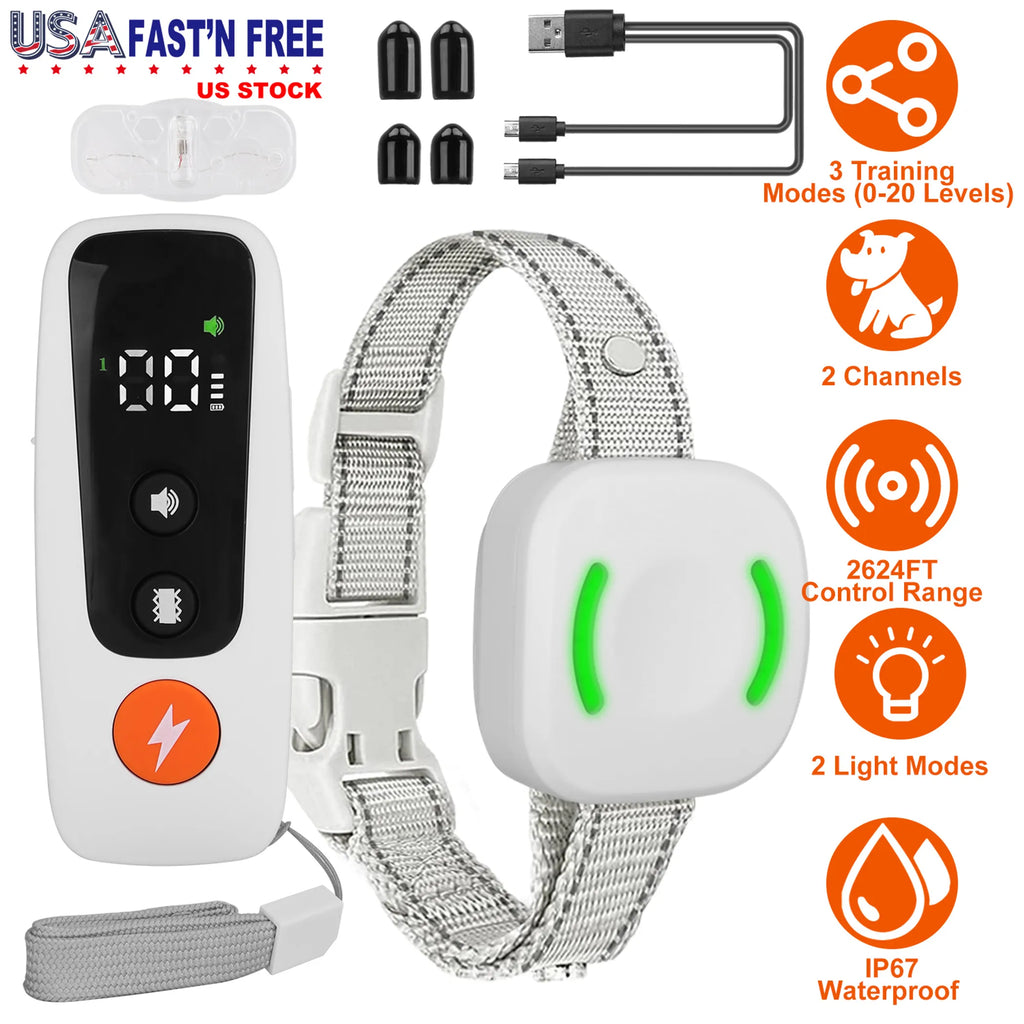 Electric Remote Training Collar IP67 Waterproof Rechargeable