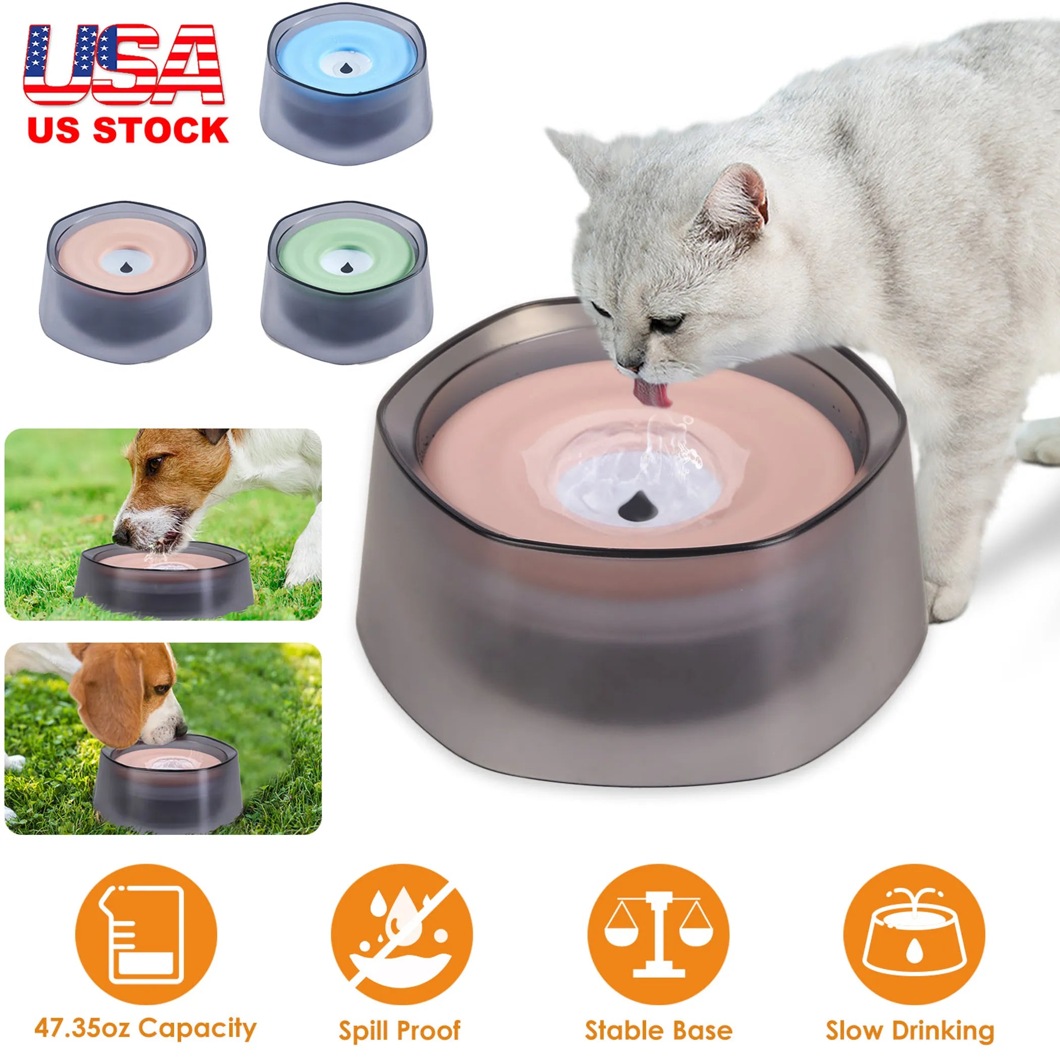 No Spill Dog Cat Water Bowl Spill