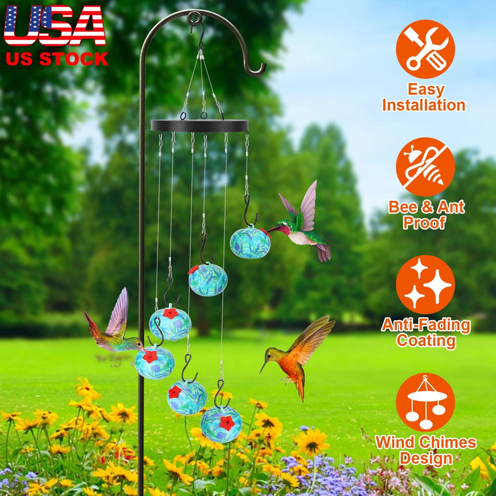 Wind Chimes Humming Bird Feeder Ant and Bee Proof OutDoor